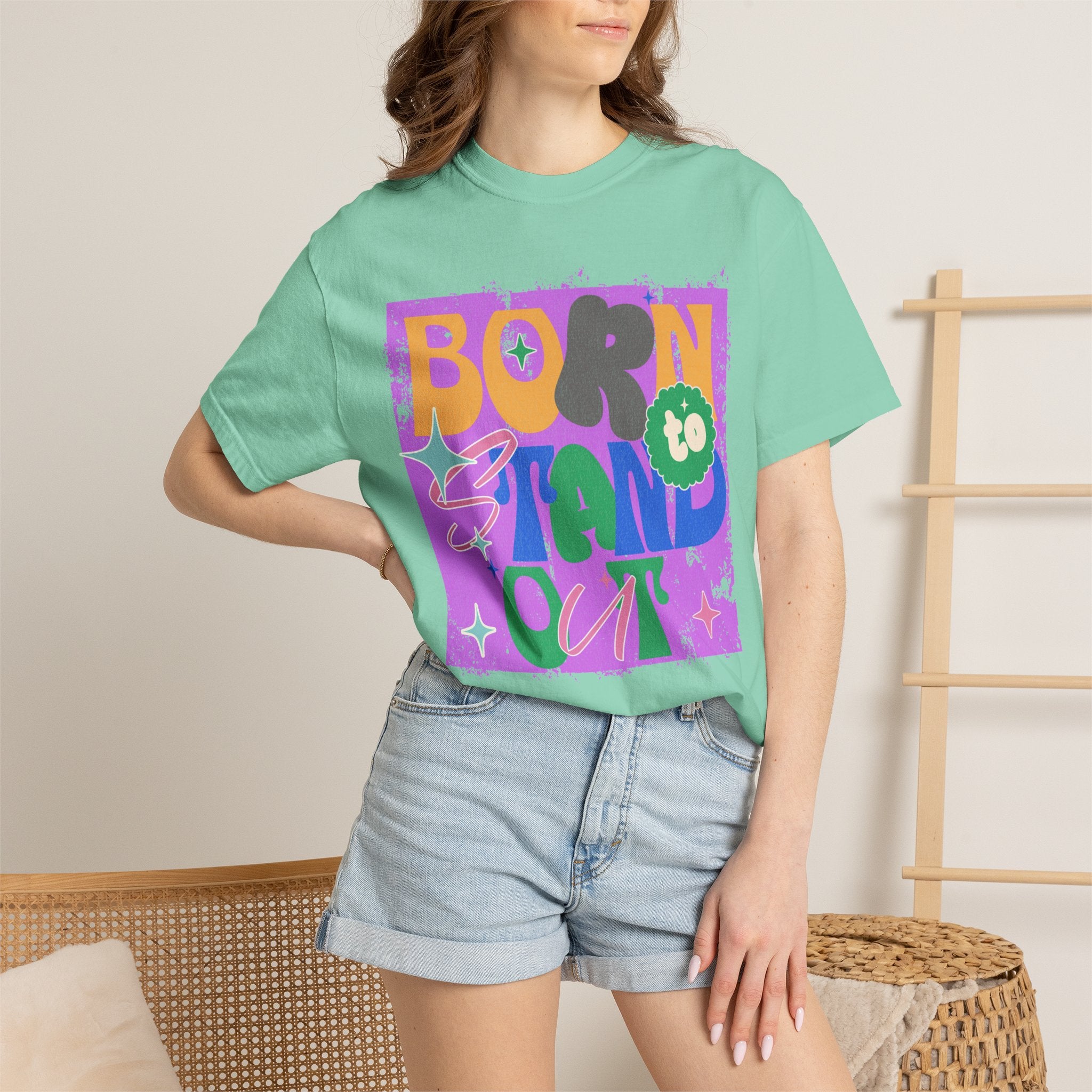 Born to Stand Out Graphic Textured T-Shirt