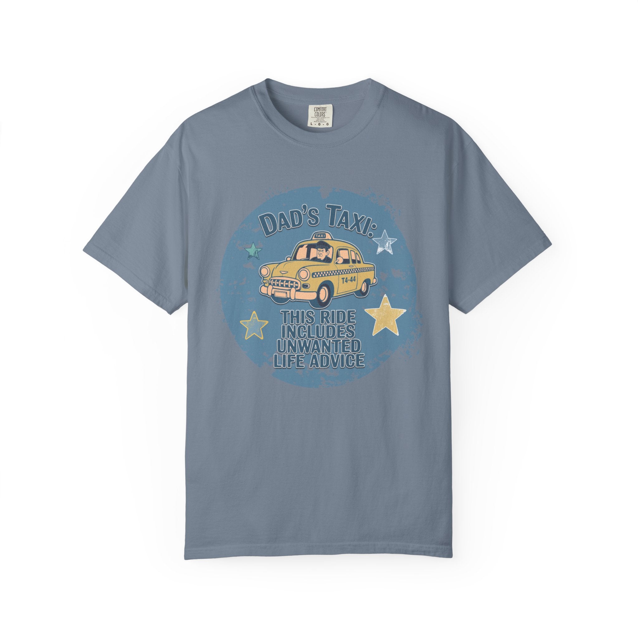 Textured Dad’s Taxi Graphic T-Shirt — “This Ride Includes Unwanted Detours” Vintage Family Humor Tee