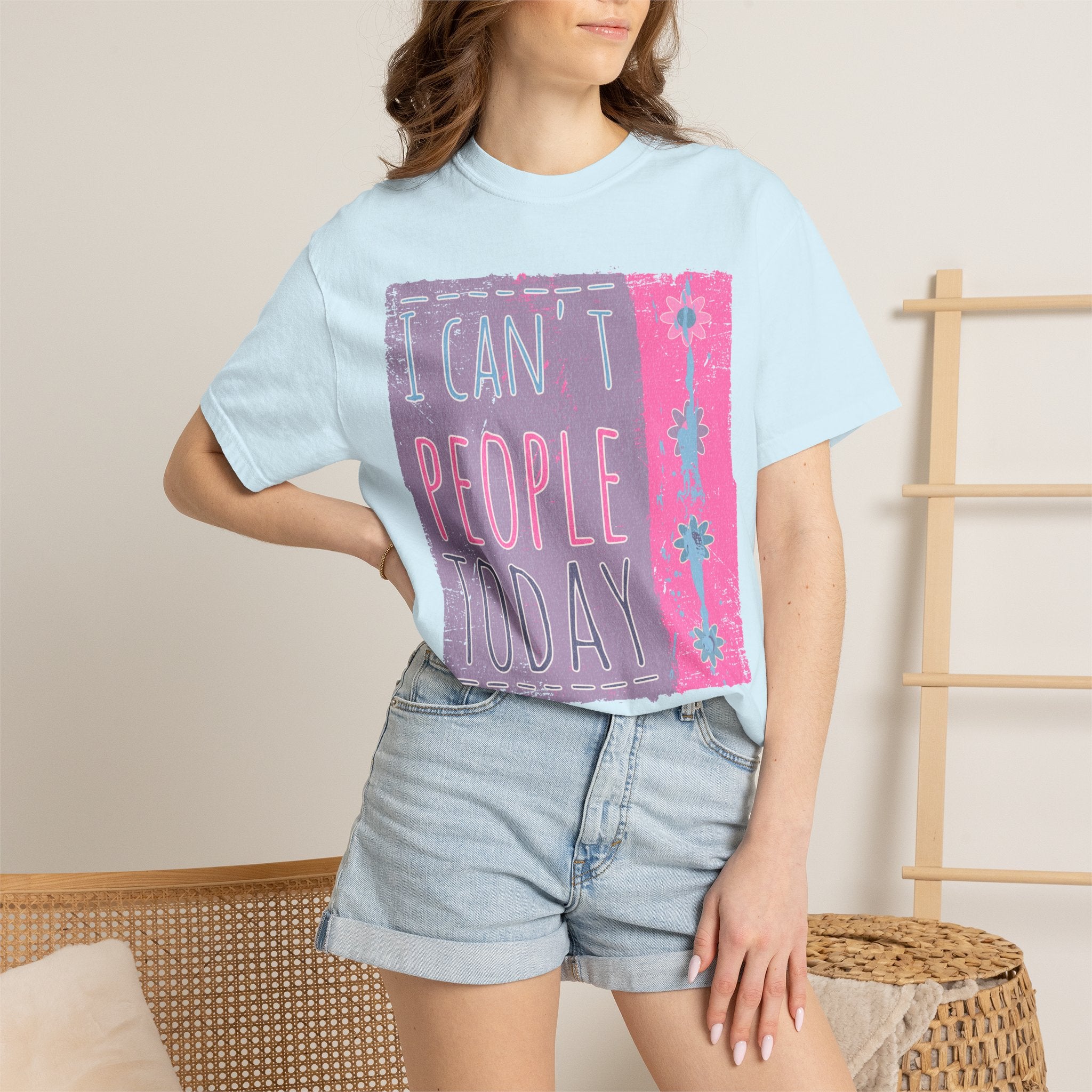I Can't People Today Textured T-Shirt – Funny Introvert Graphic Tee