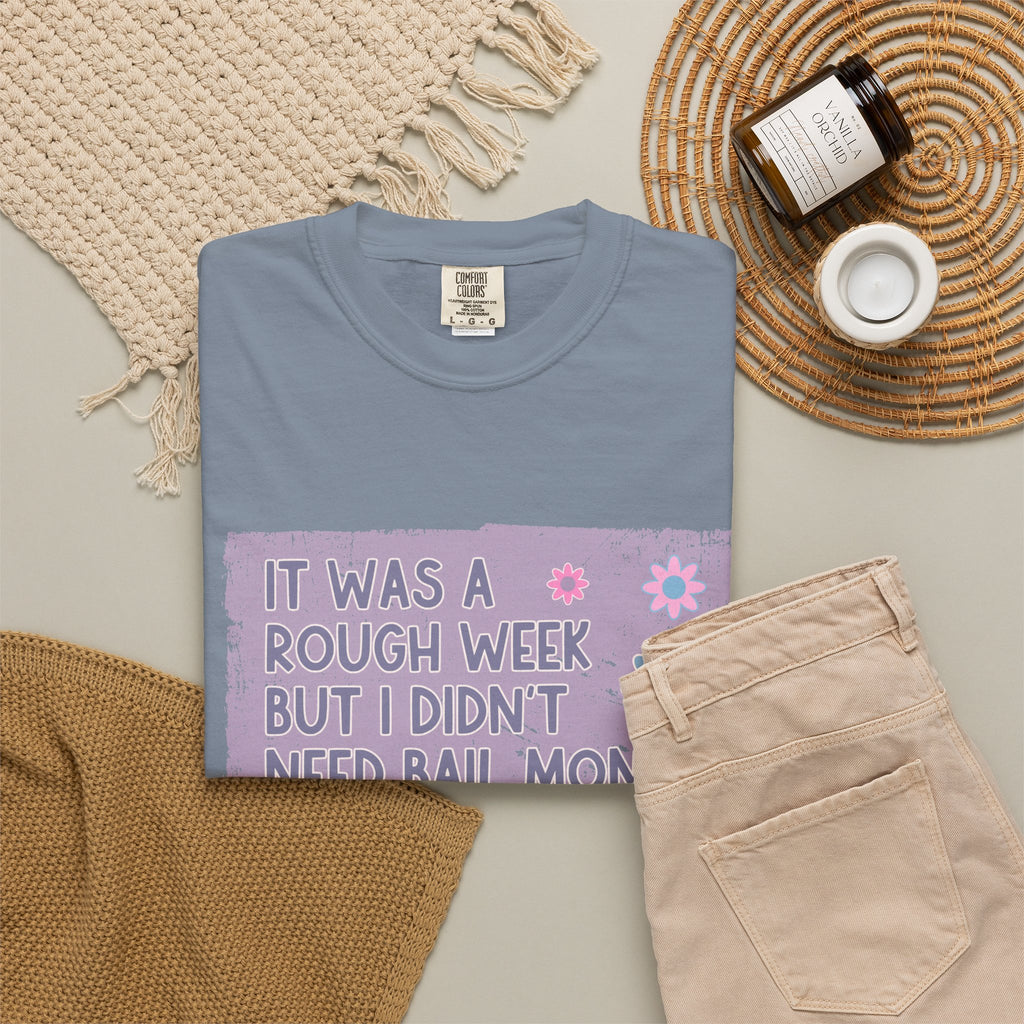 Textured Graphic T-Shirt — "Sarcastic Retro Rough Week Shirt  " Retro Floral Tee