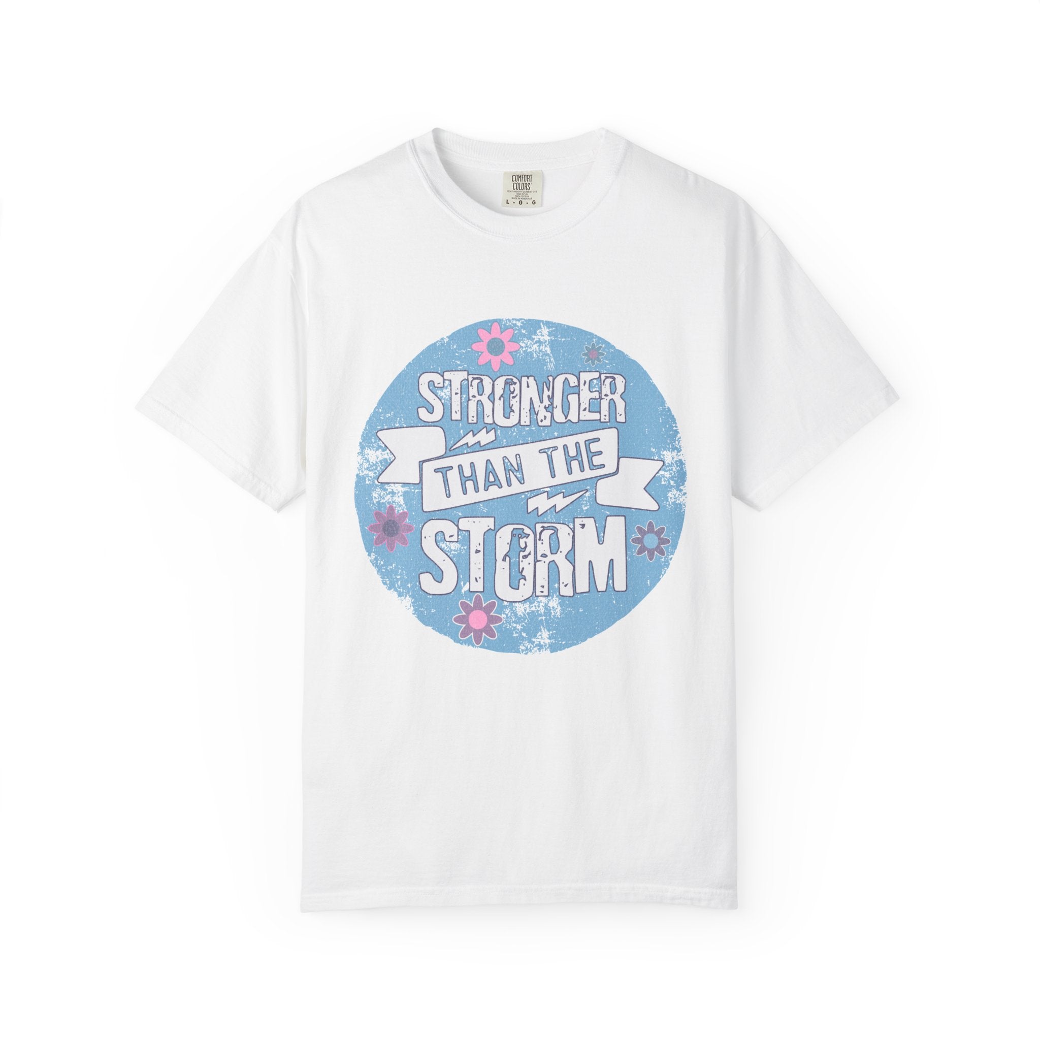 Textured  Stronger Than The Storm T-Shirt — Inspirational Resilience Graphic Tee