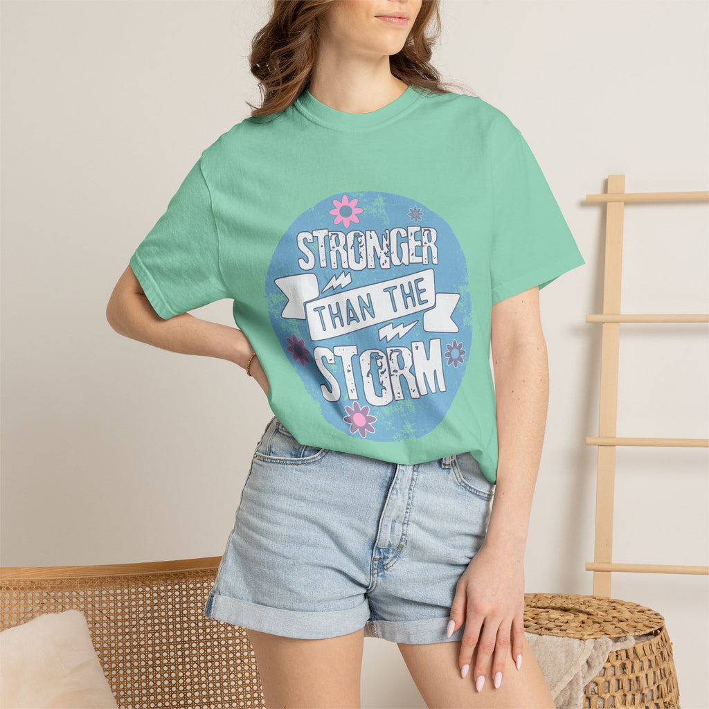 Textured  Stronger Than The Storm T-Shirt — Inspirational Resilience Graphic Tee