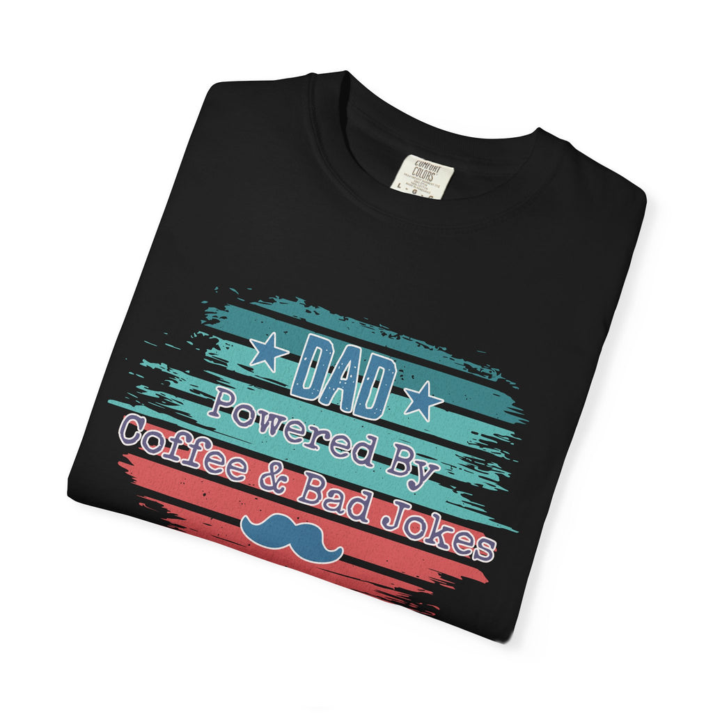 Dad "Powered by Coffee & Bad Jokers" Textured T-Shirt