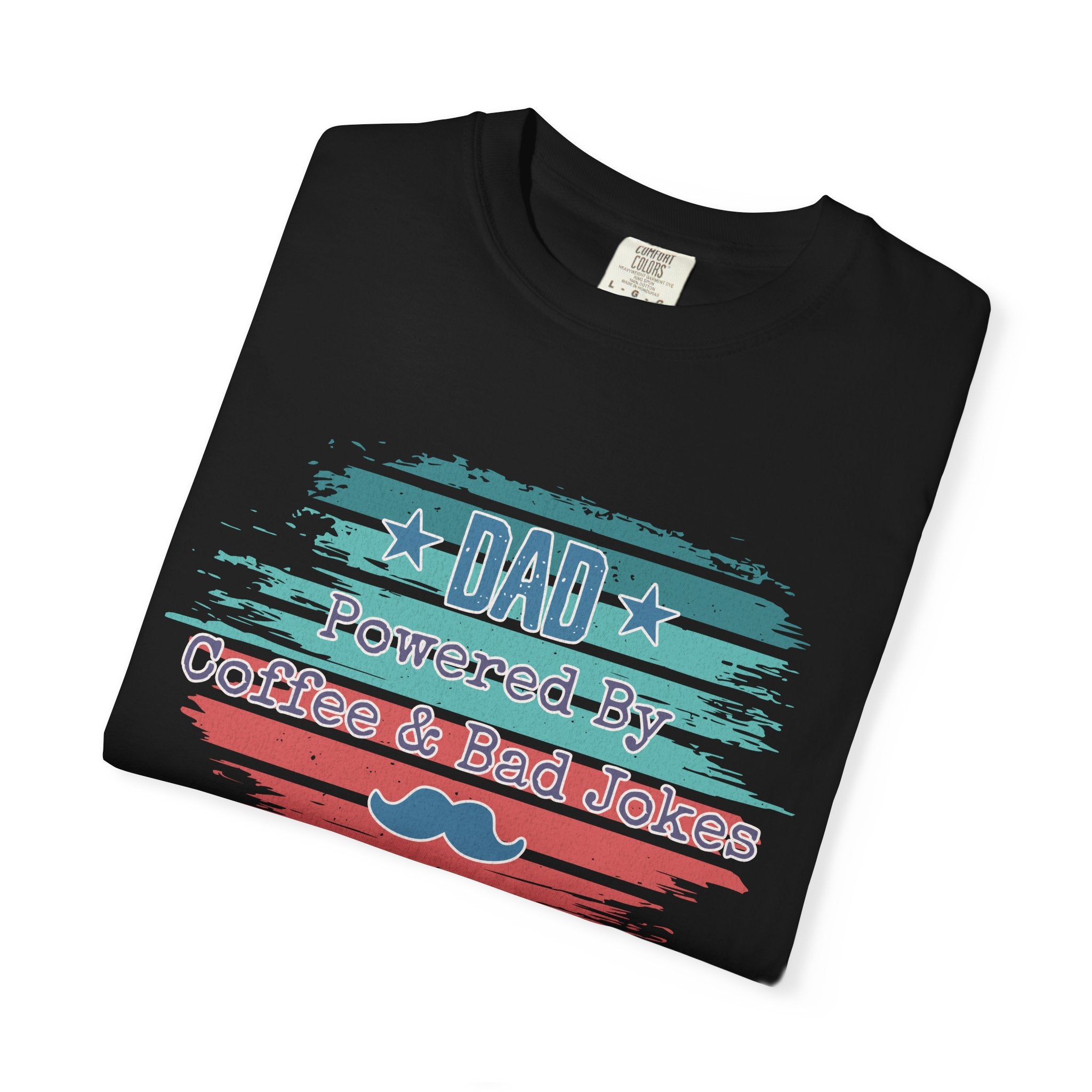 Dad "Powered by Coffee & Bad Jokers" Textured T-Shirt