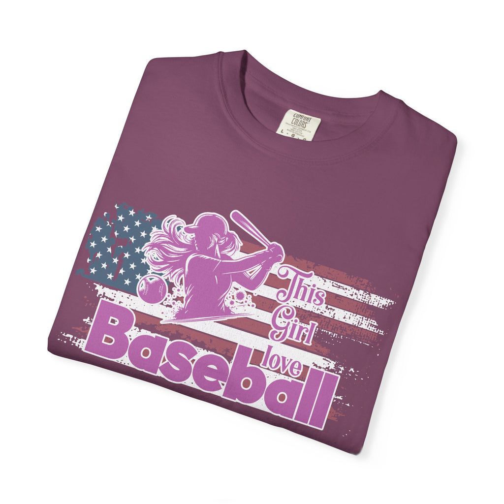 Texture This Girl Loves Baseball Shirt Vintage American Flag Pink Design
