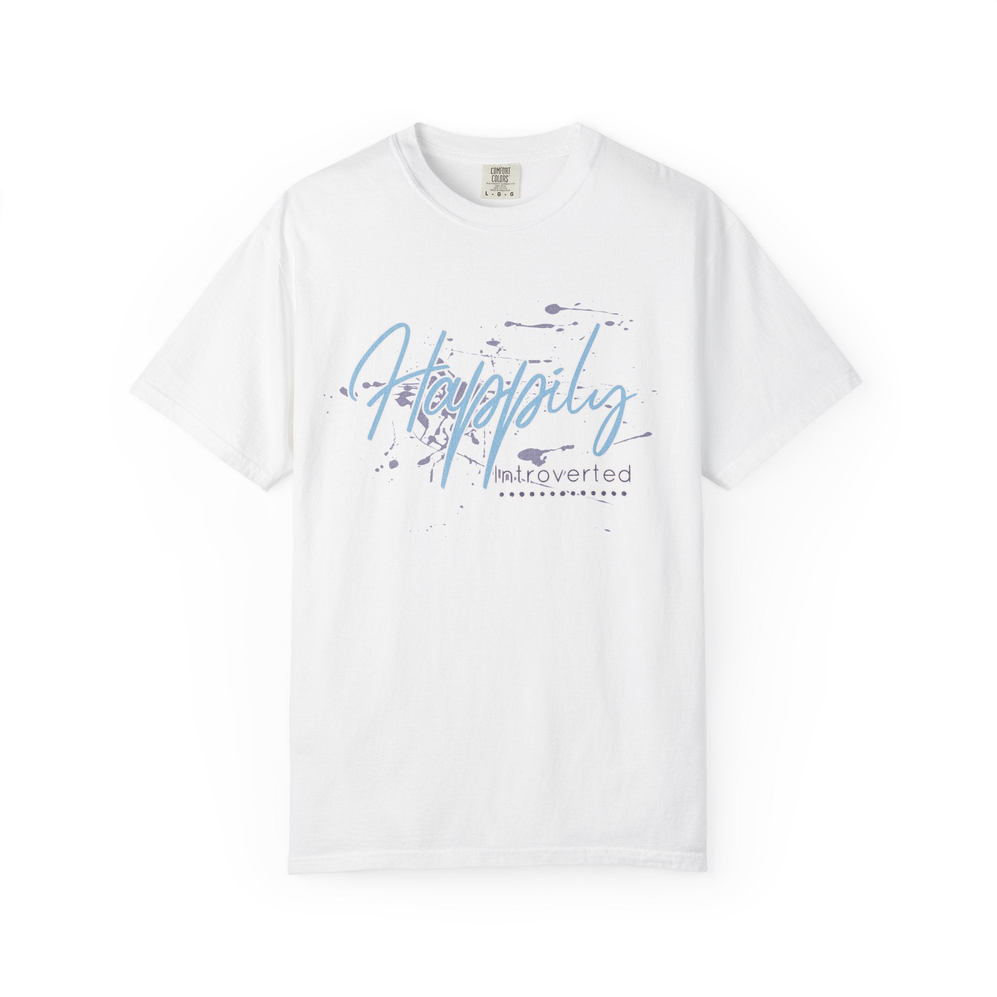 Introverted Aesthetic Textured Tee — "Happily" Script Graphic T-Shirt