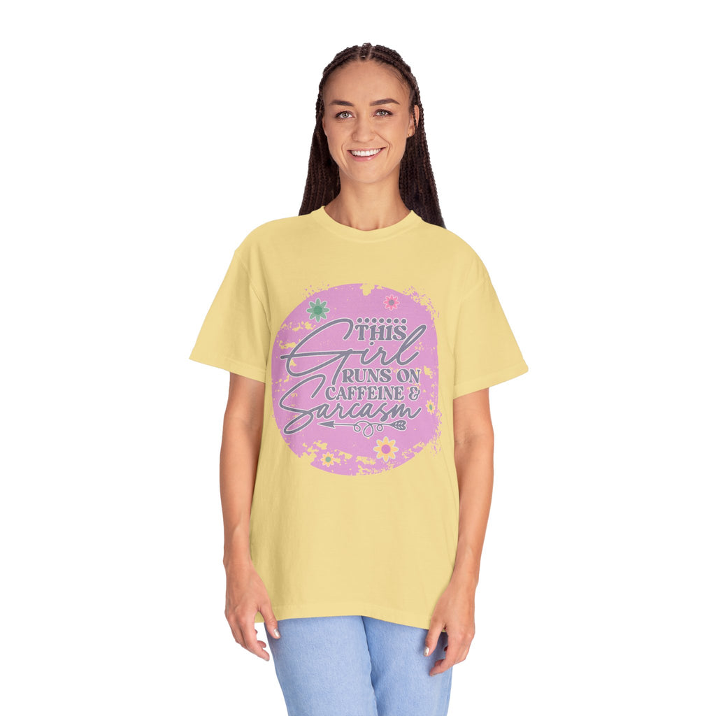 This Girl Runs on Caffeine & Sarcasm Textured T-Shirt