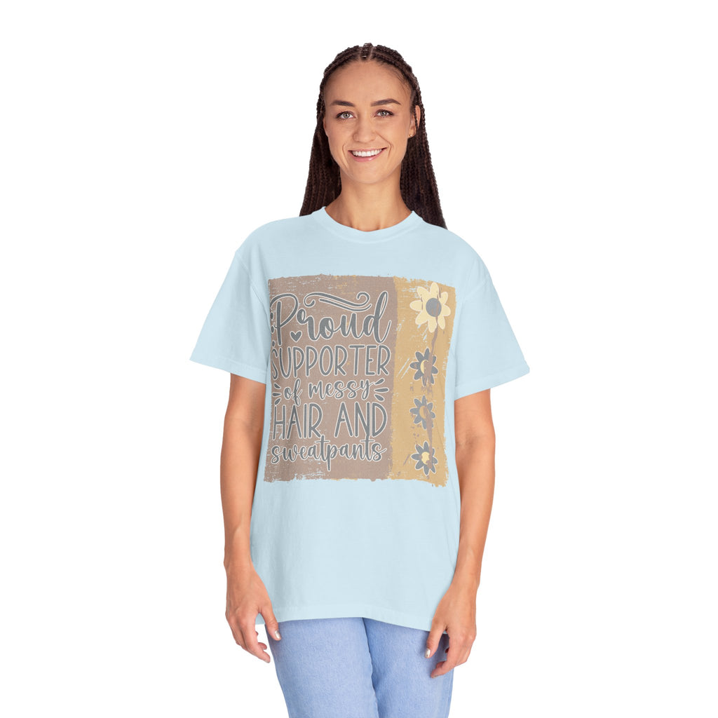 Supporter of Messy Hair and Sweatpants Textured T-Shirt
