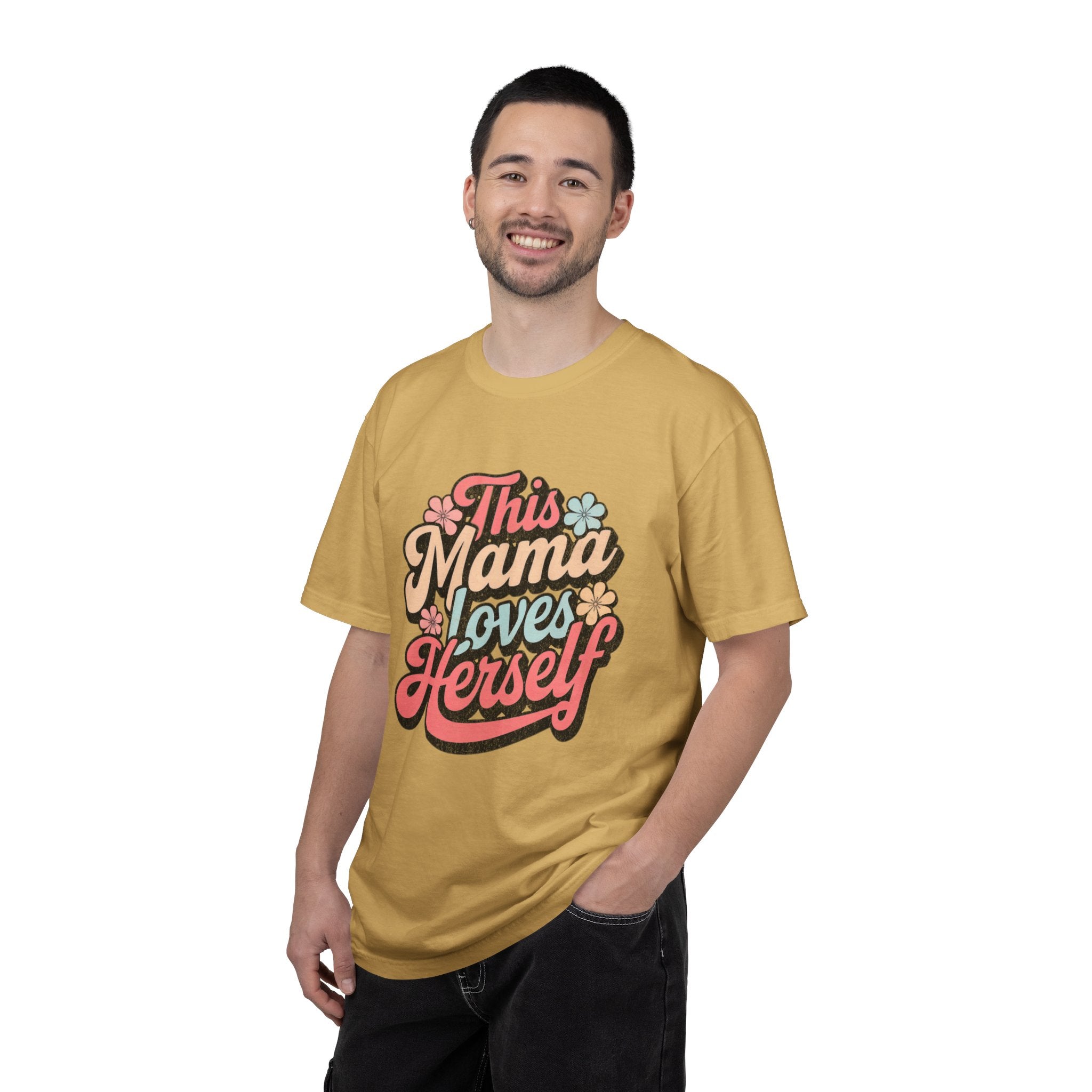 This Mama Loves Herself T-Shirt |Textured Retro Floral Typography
