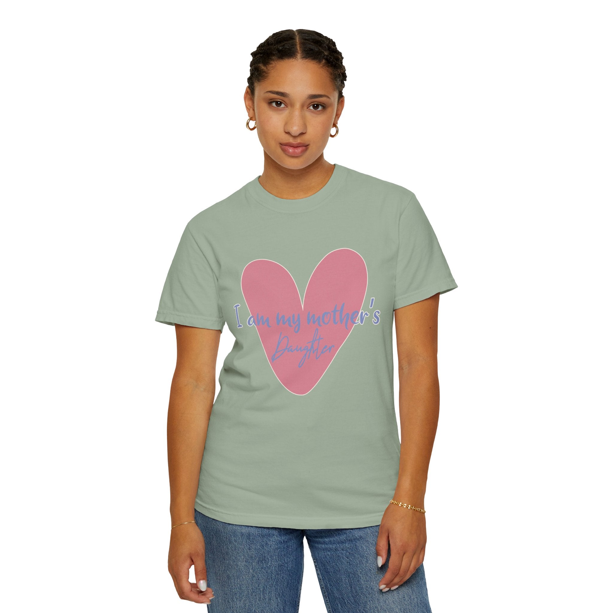 I Am My Mother's Daughter Textured T-Shirt — Pink Heart Mother's Day Tee