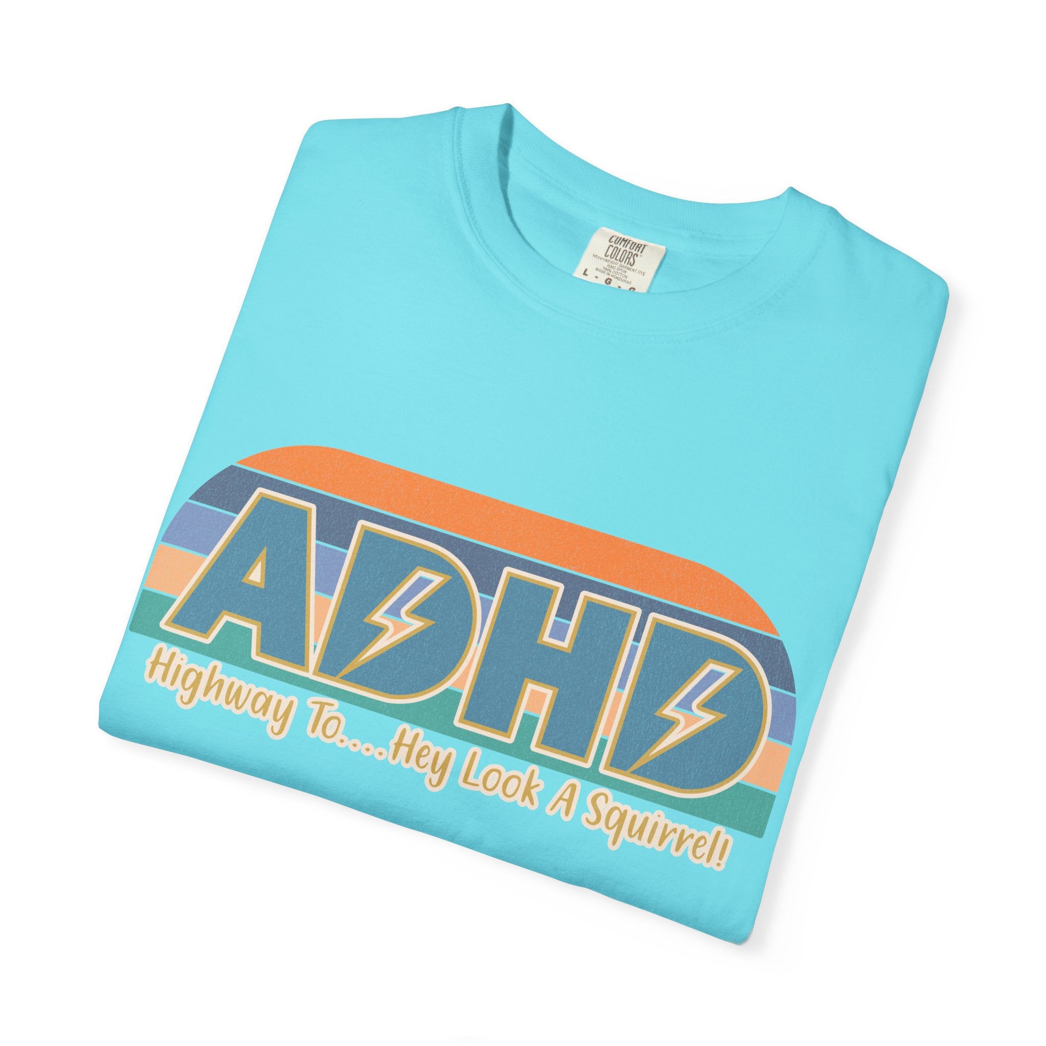 ADHD Retro Stripe T‑Shirt — "Highway To... My Look A Squirrel"