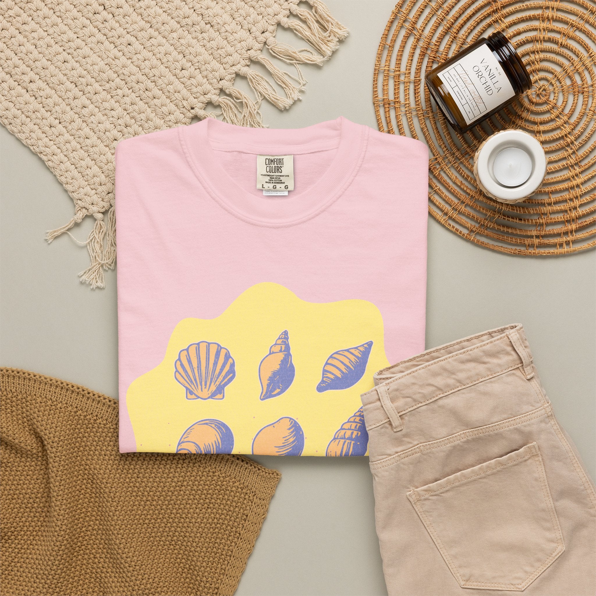 Vintage Seashells And Sunshine Textured T-Shirt