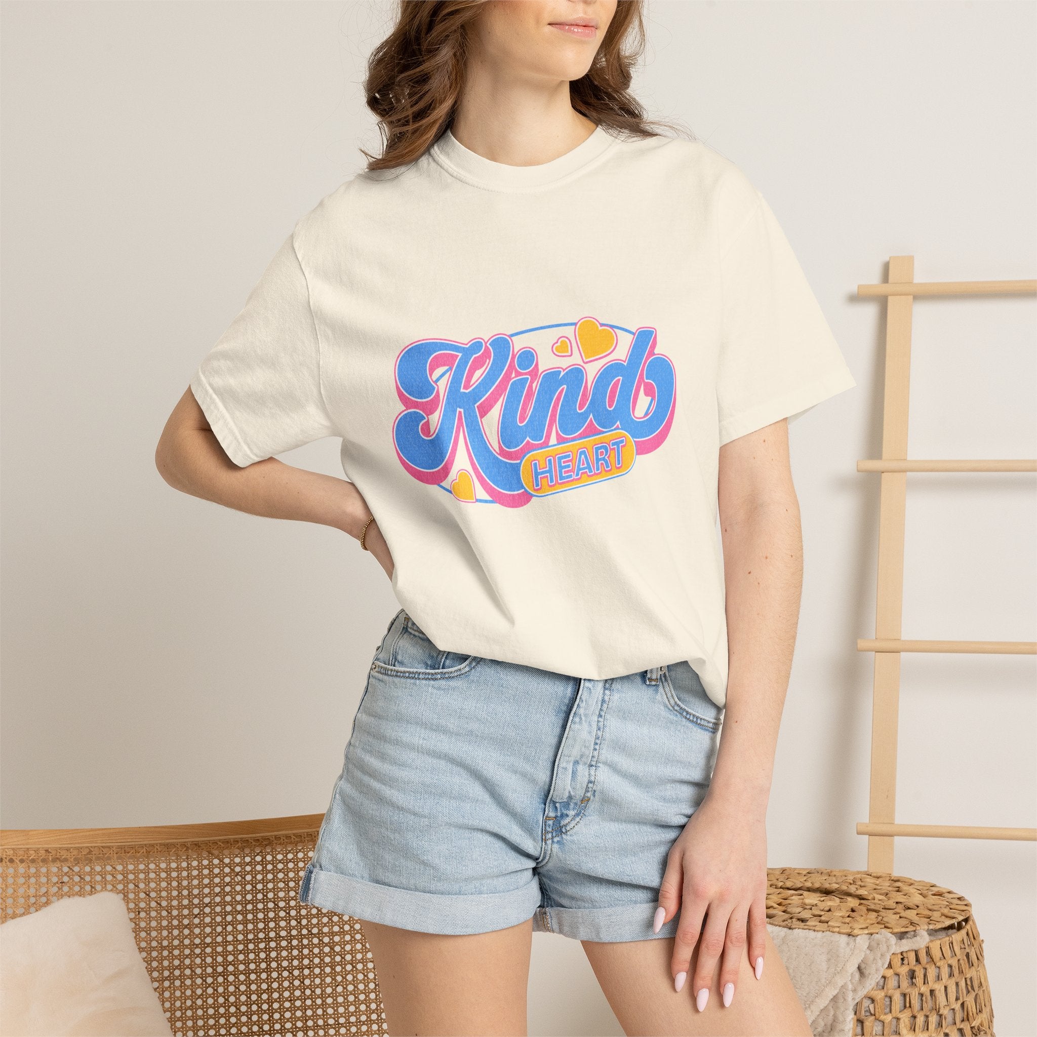 Textured Kind Heart T-Shirt — Retro Script Hearts Tee