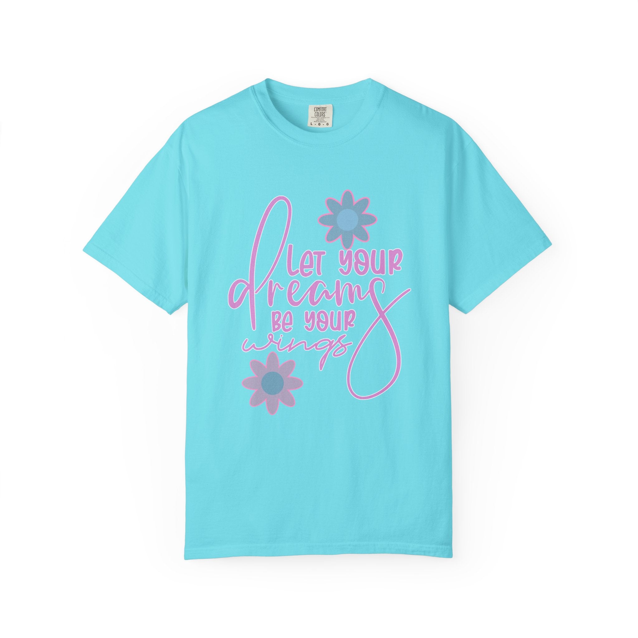 Textured Inspirational Floral Tee — "Let Your Dreams Be Your Wings"