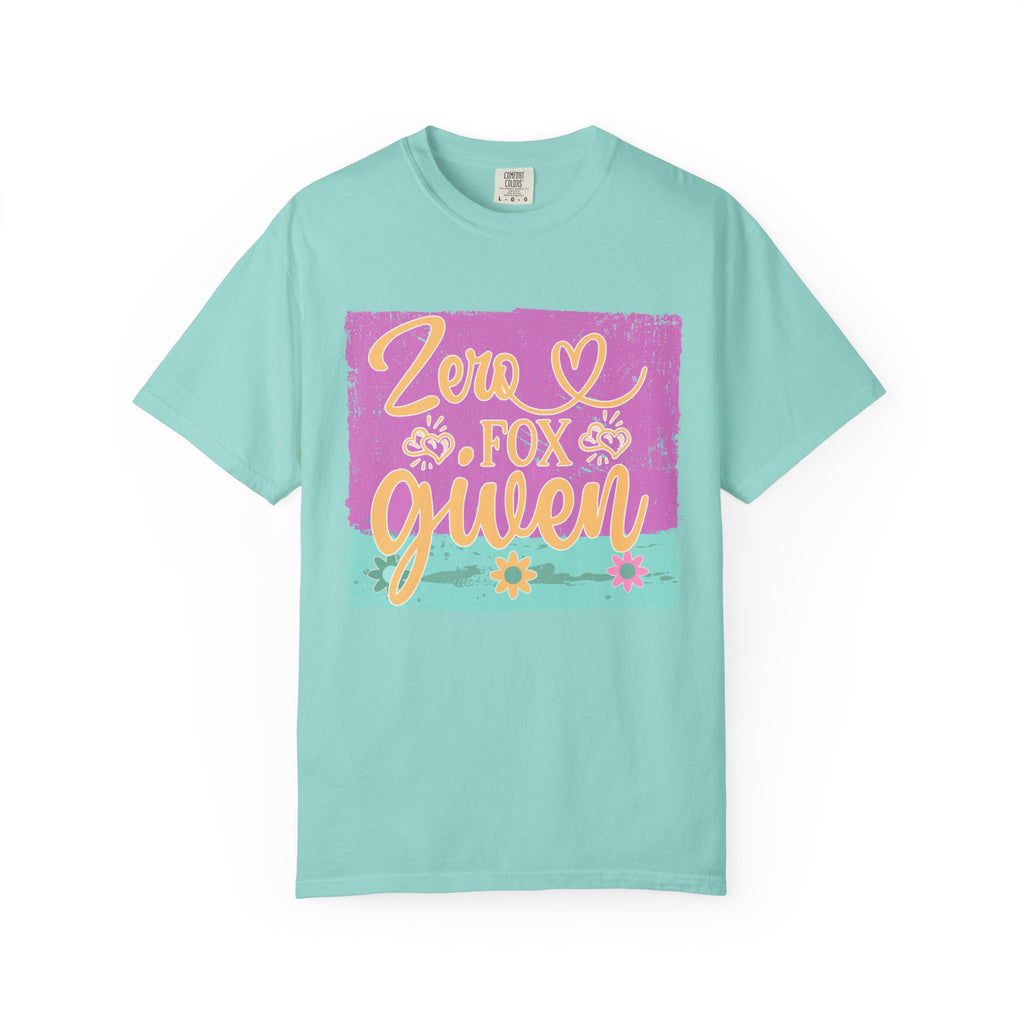 Textured T-Shirt — "Zero Fox Given" Retro Floral Graphic Tee
