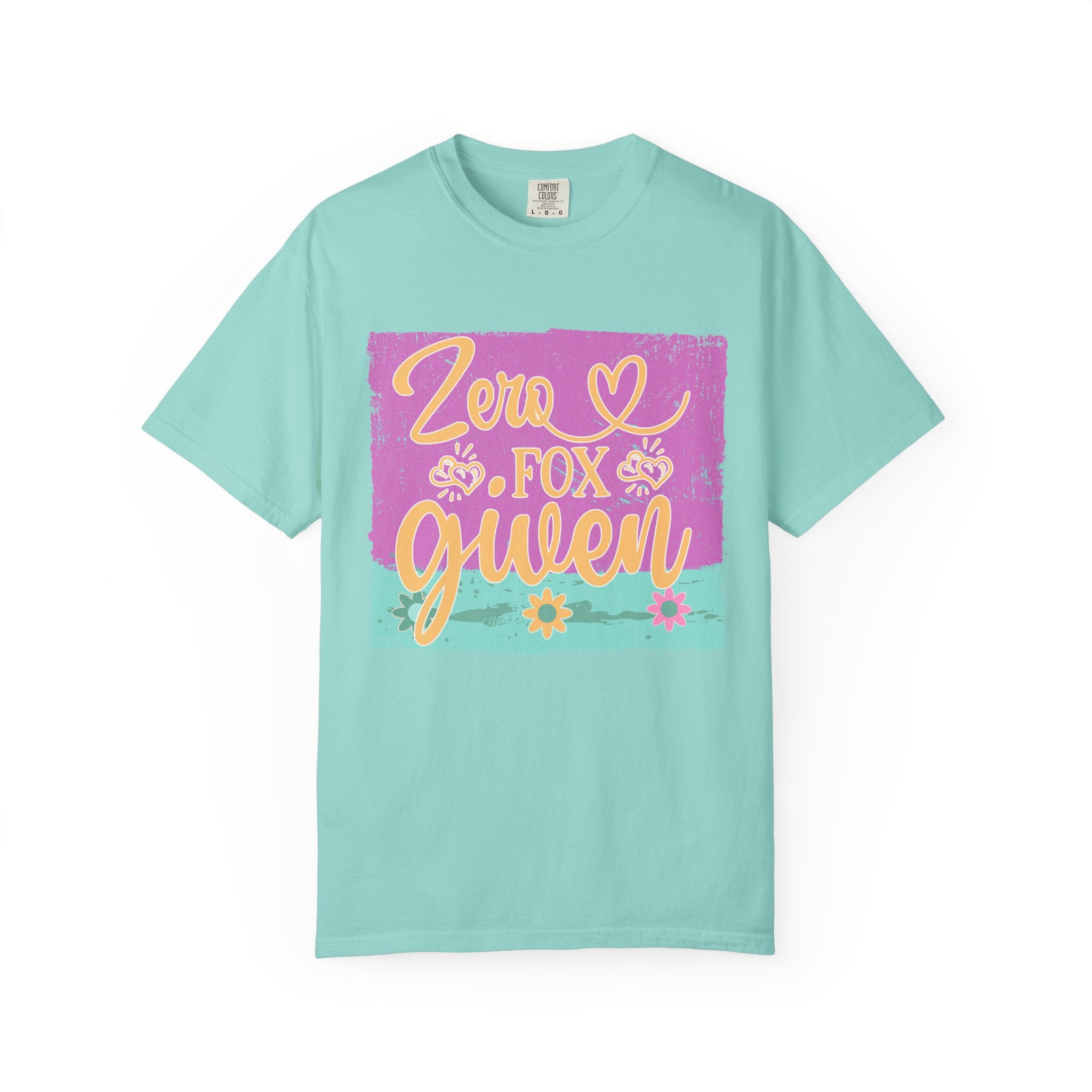 Textured T-Shirt — "Zero Fox Given" Retro Floral Graphic Tee