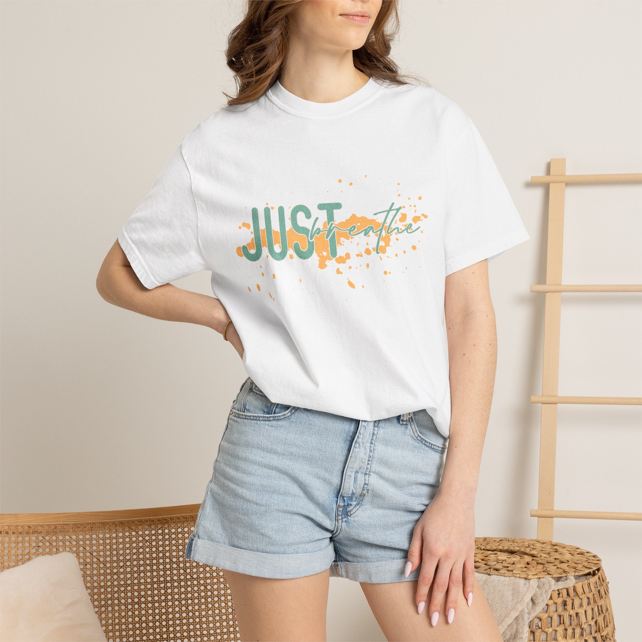 Just Breathe Textured T-Shirt — Relaxed Inspirational Graphic Tee