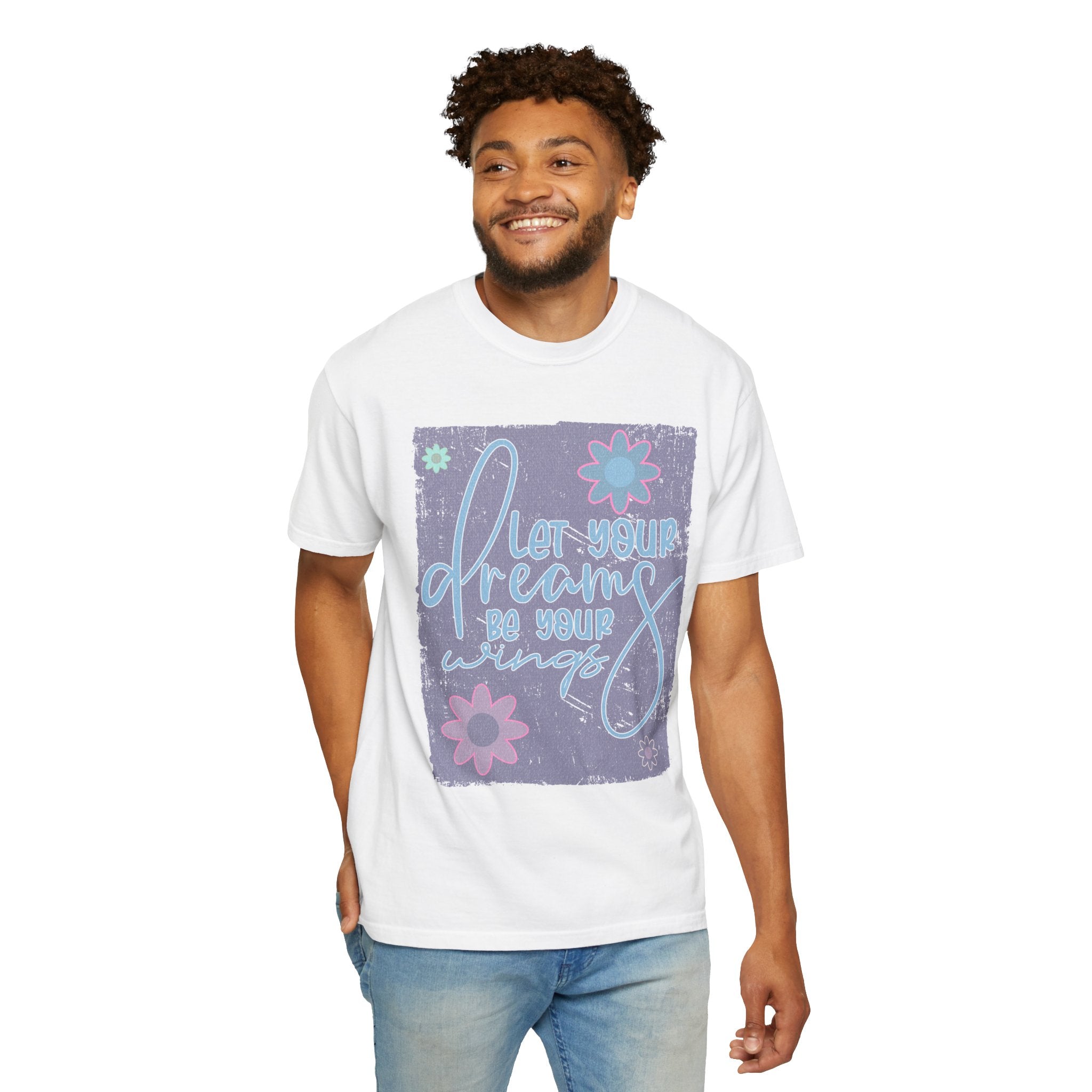 Textured Dream Big Floral T-Shirt — "Live Your Dreams" Inspirational Graphic Tee