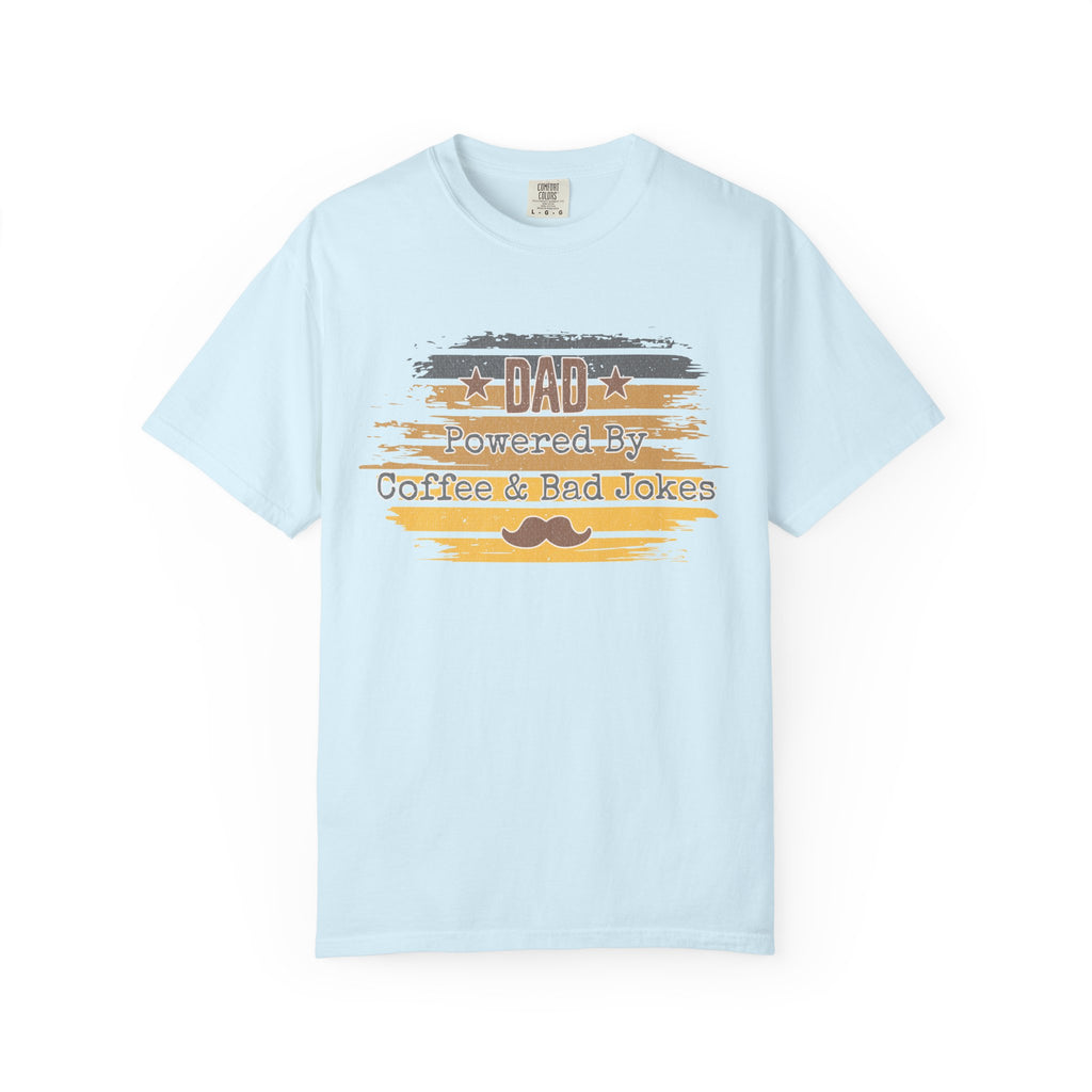 Dad Powered by Coffee & Bad Jokes Textured  T-Shirt