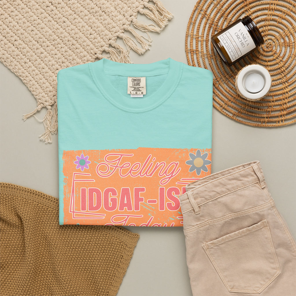Textured IDGAF-ish Feeling T-Shirt — Retro Floral Graphic Tee