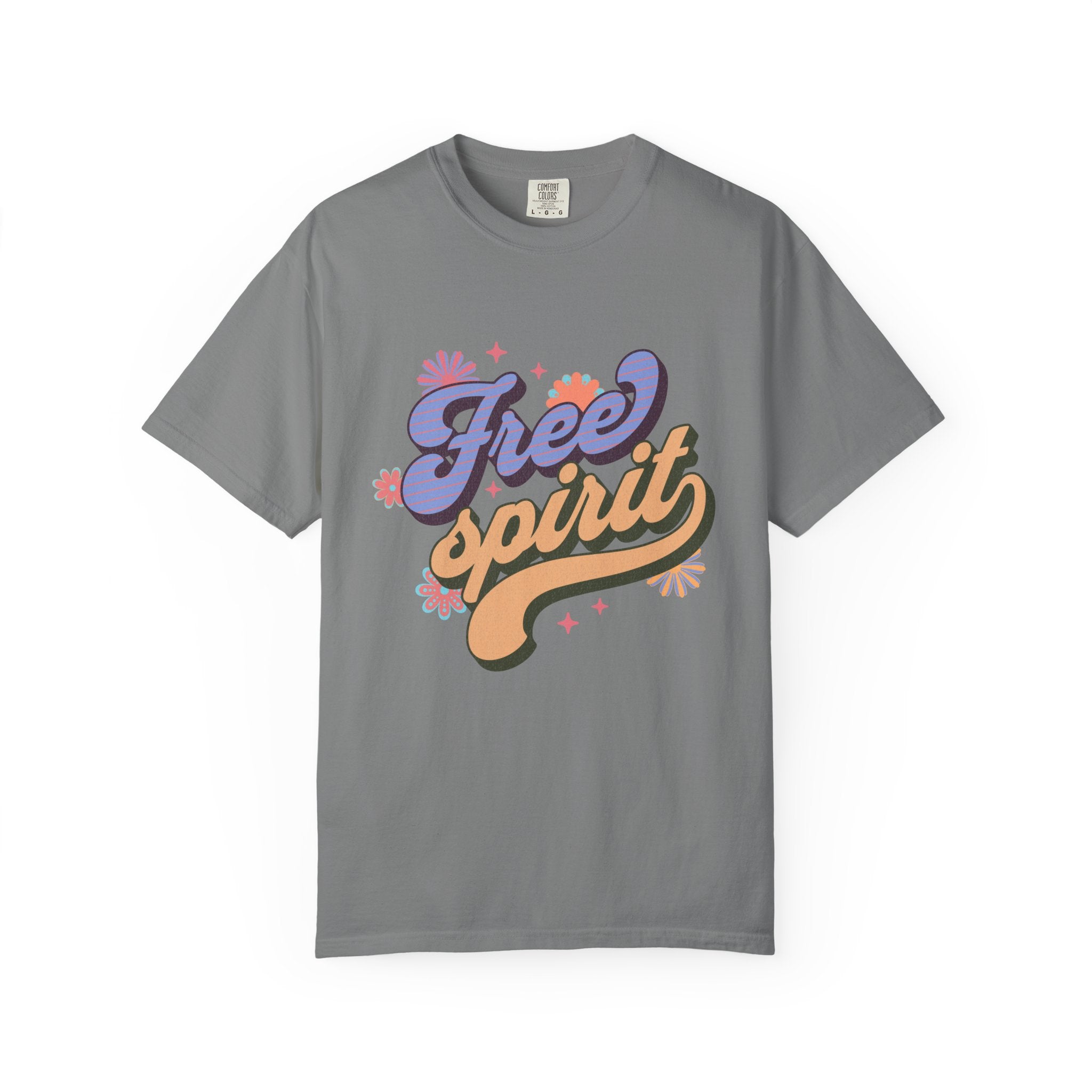 Textured Free Spirit T-Shirt — Retro Hand-Lettered Graphic Tee