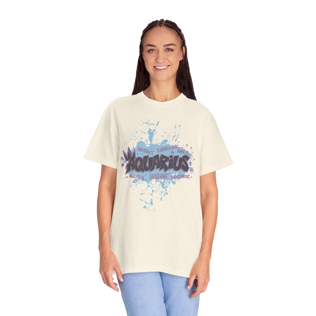 Aquarius Zodiac Textured T-Shirt — Water-Bearer Horoscope Tee