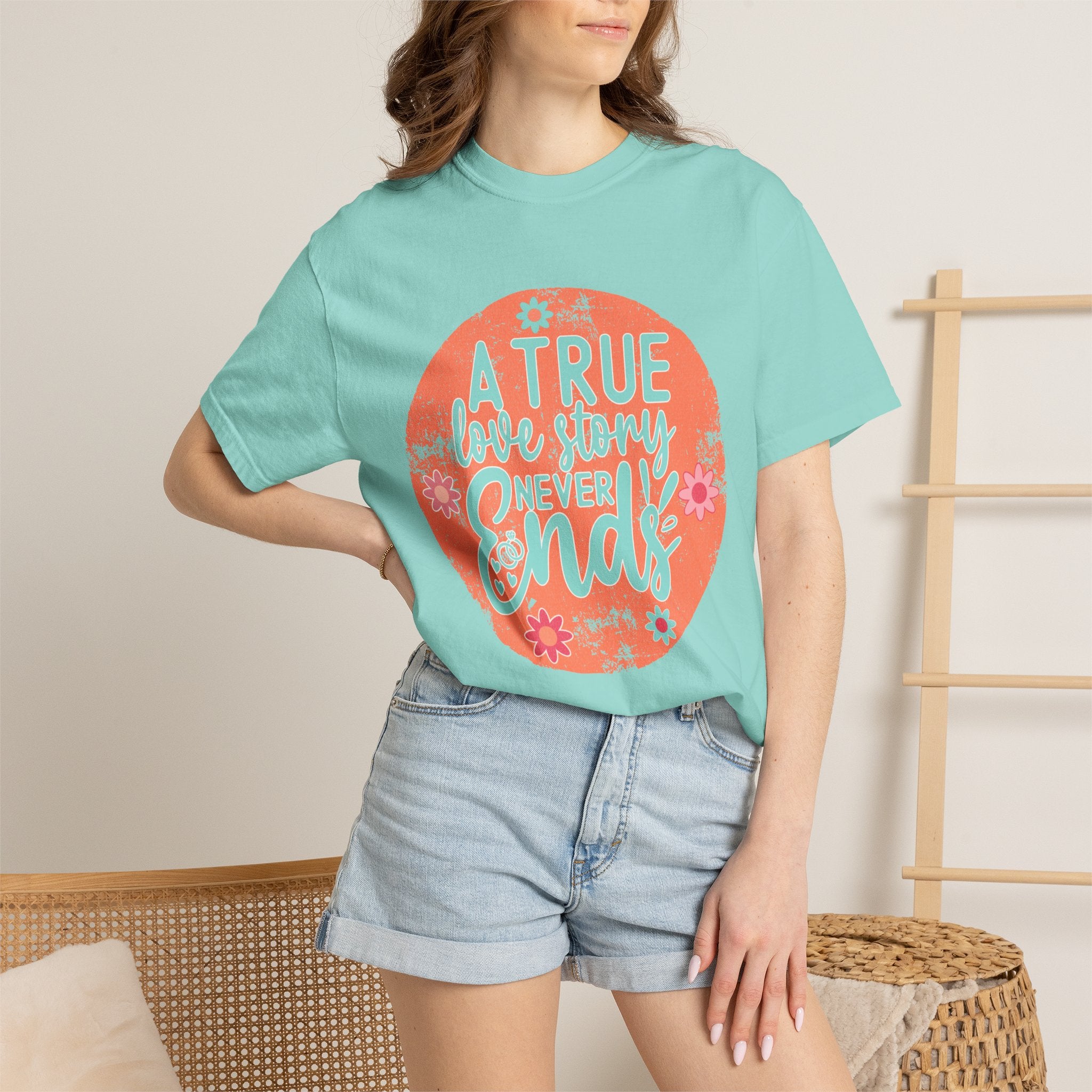 Textured A True Love Story Never Ends T-Shirt