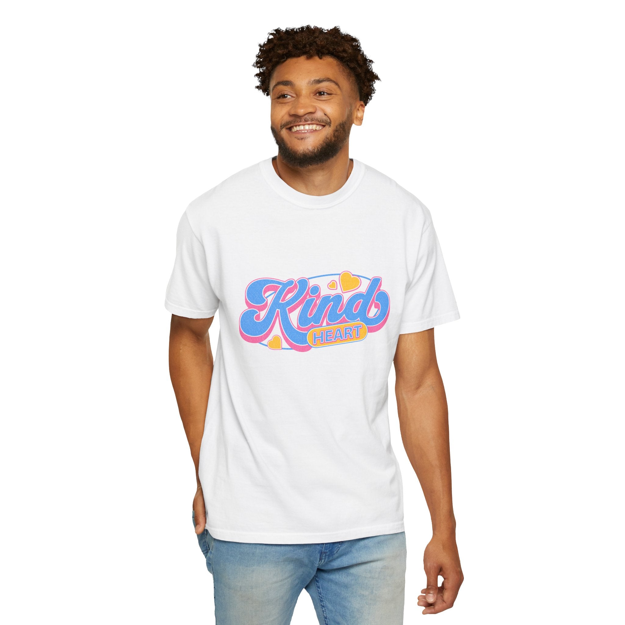 Textured Kind Heart T-Shirt — Retro Script Hearts Tee