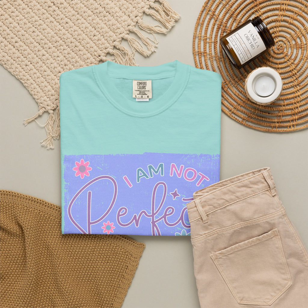 I Am Not Perfect Floral Textured T-Shirt