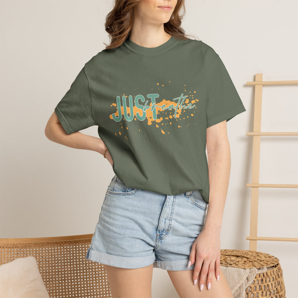Just Breathe Textured T-Shirt — Relaxed Inspirational Graphic Tee
