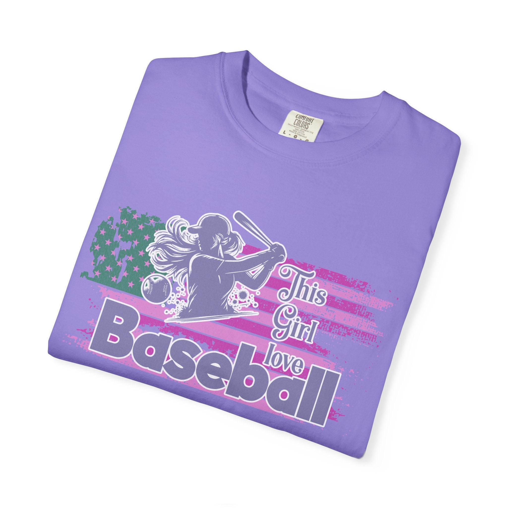 Girls Love Baseball Textured T-Shirt — Feminine Retro Baseball Tee