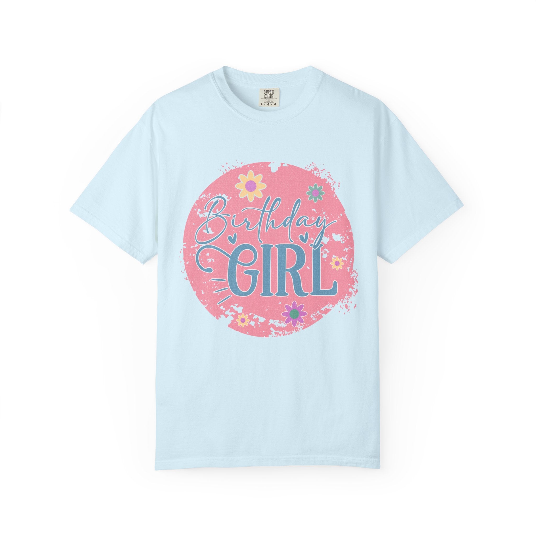 Birthday Girl Textured T-Shirt — Floral Pink Celebration Tee