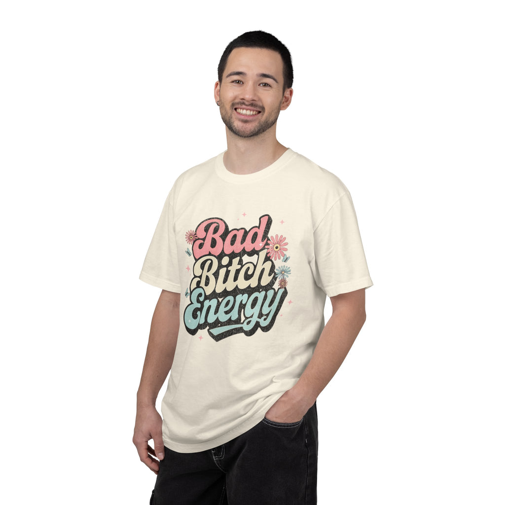 Bad Bitch Energy T-shirt |Textured Retro Script Floral Graphic