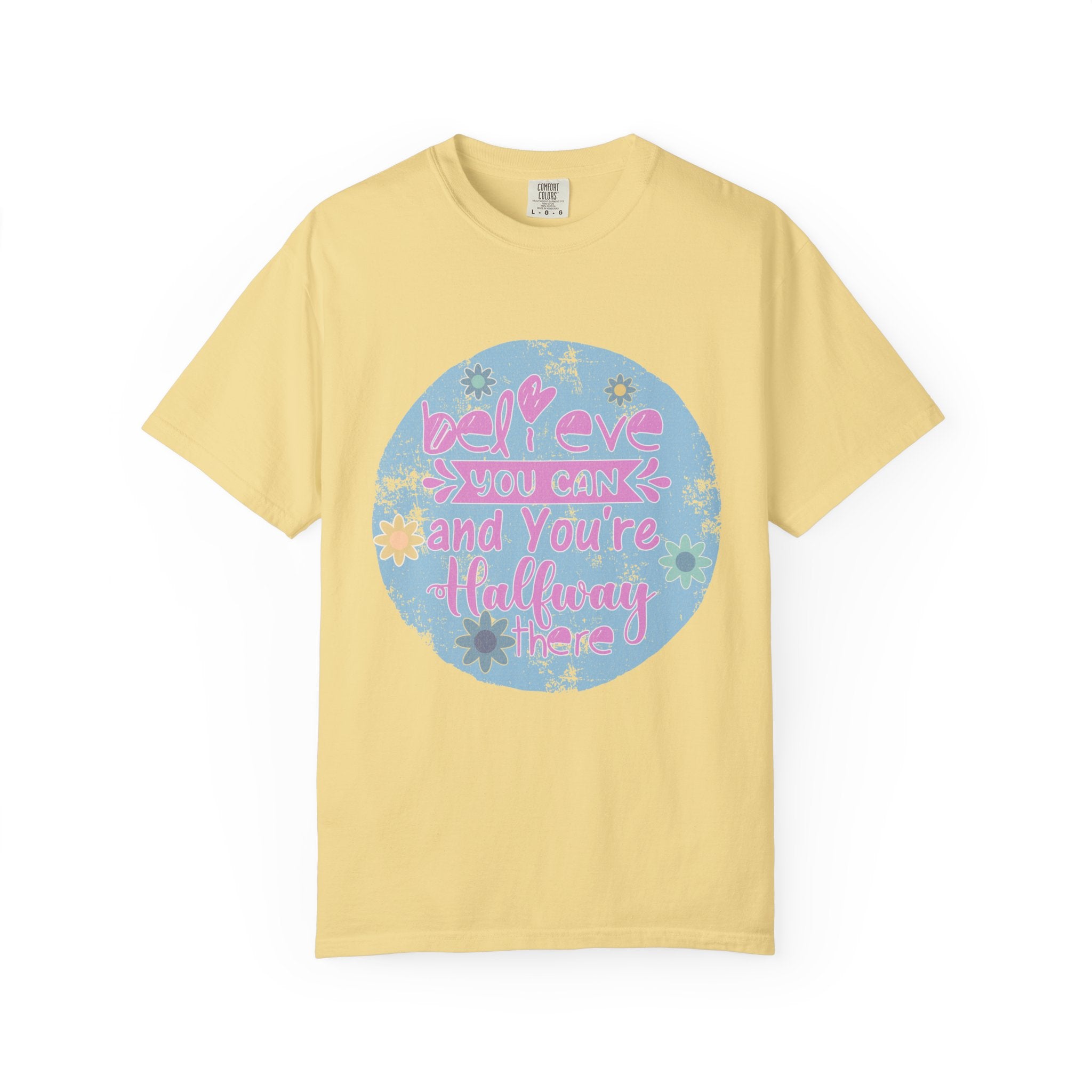Textured Believe You Can Floral Graphic T-Shirt — Inspirational Motivational Tee
