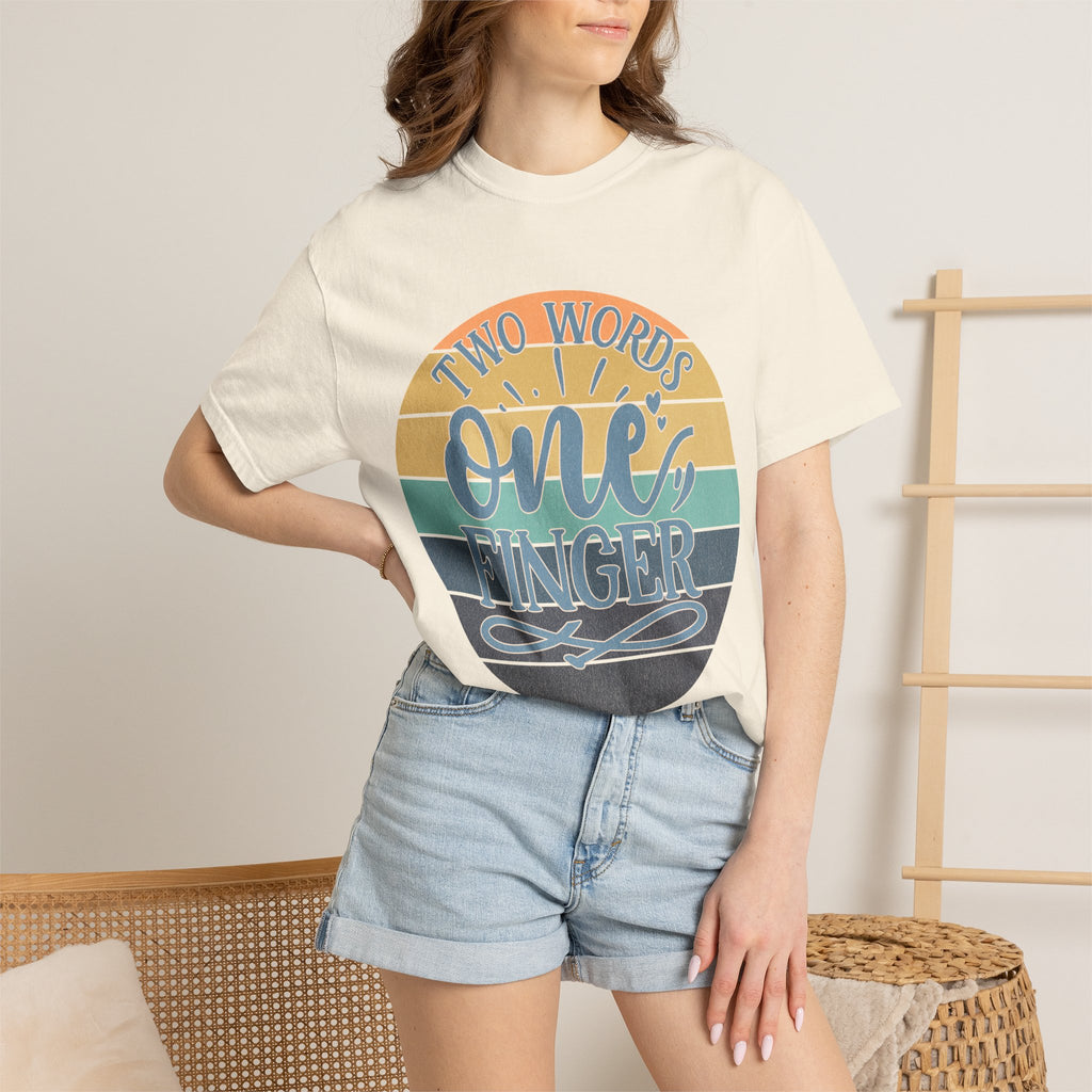Retro 'Two Words One Finger' Graphic T-Shirt