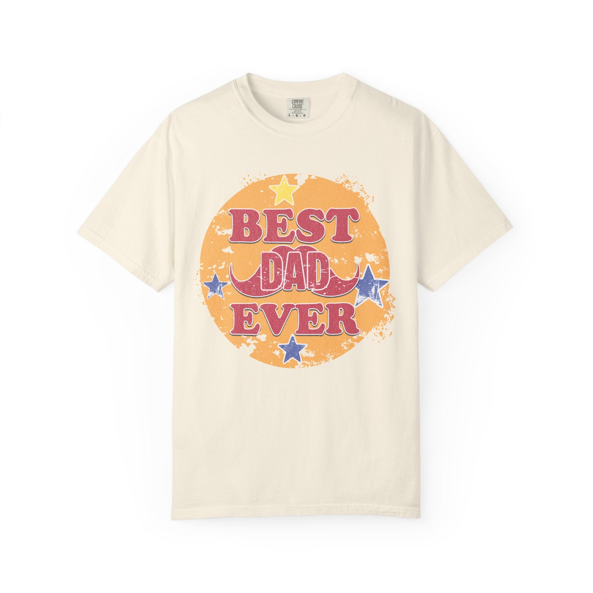 Best Dad Ever Textured T-Shirt — Retro Stars Father's Day Tee