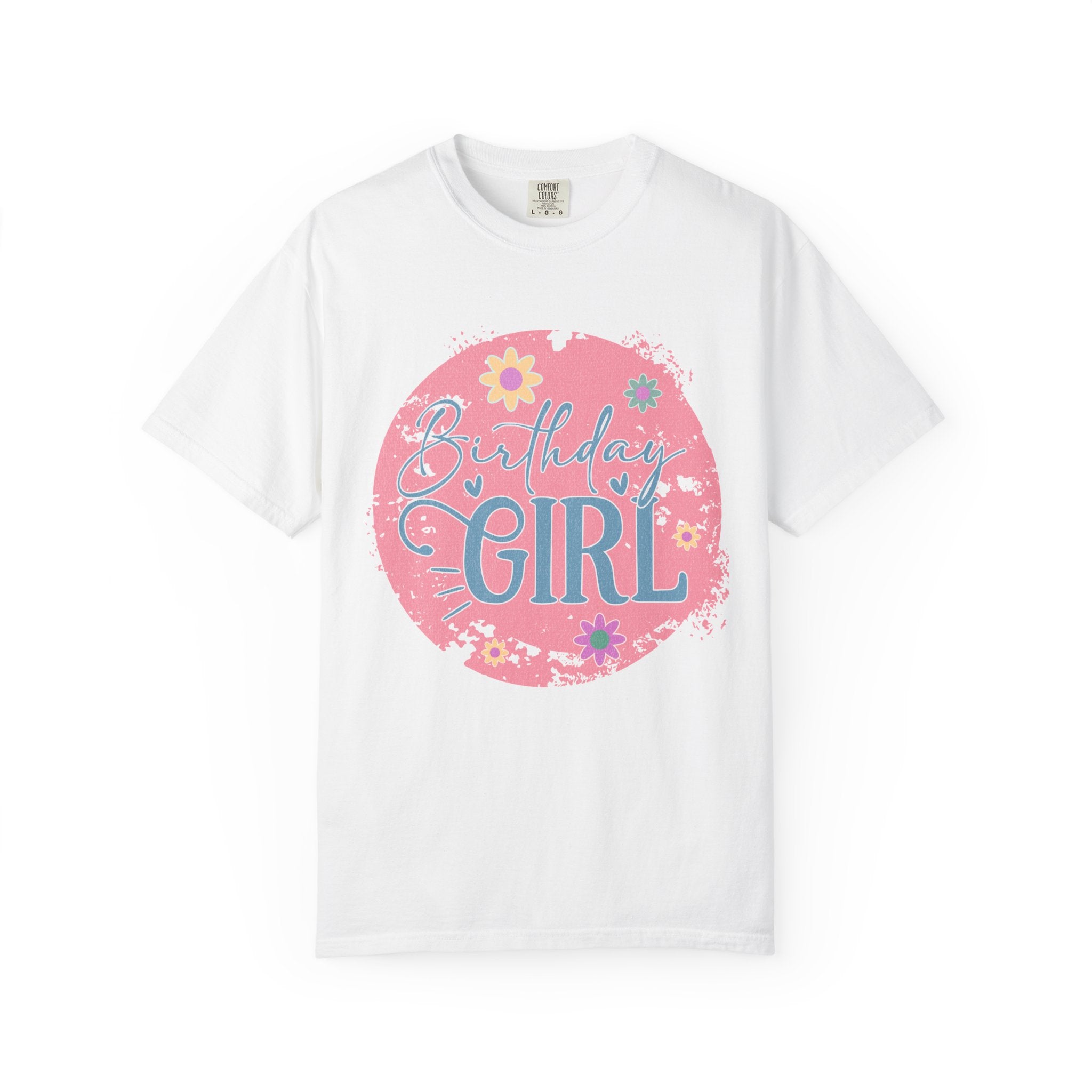 Birthday Girl Textured T-Shirt — Floral Pink Celebration Tee