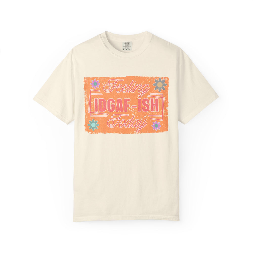 IDGAF-ISH Retro Floral Textured T-Shirt — Funny Sarcastic Graphic Tee