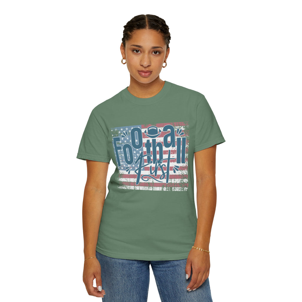 Textured Retro Americana Football First Tee