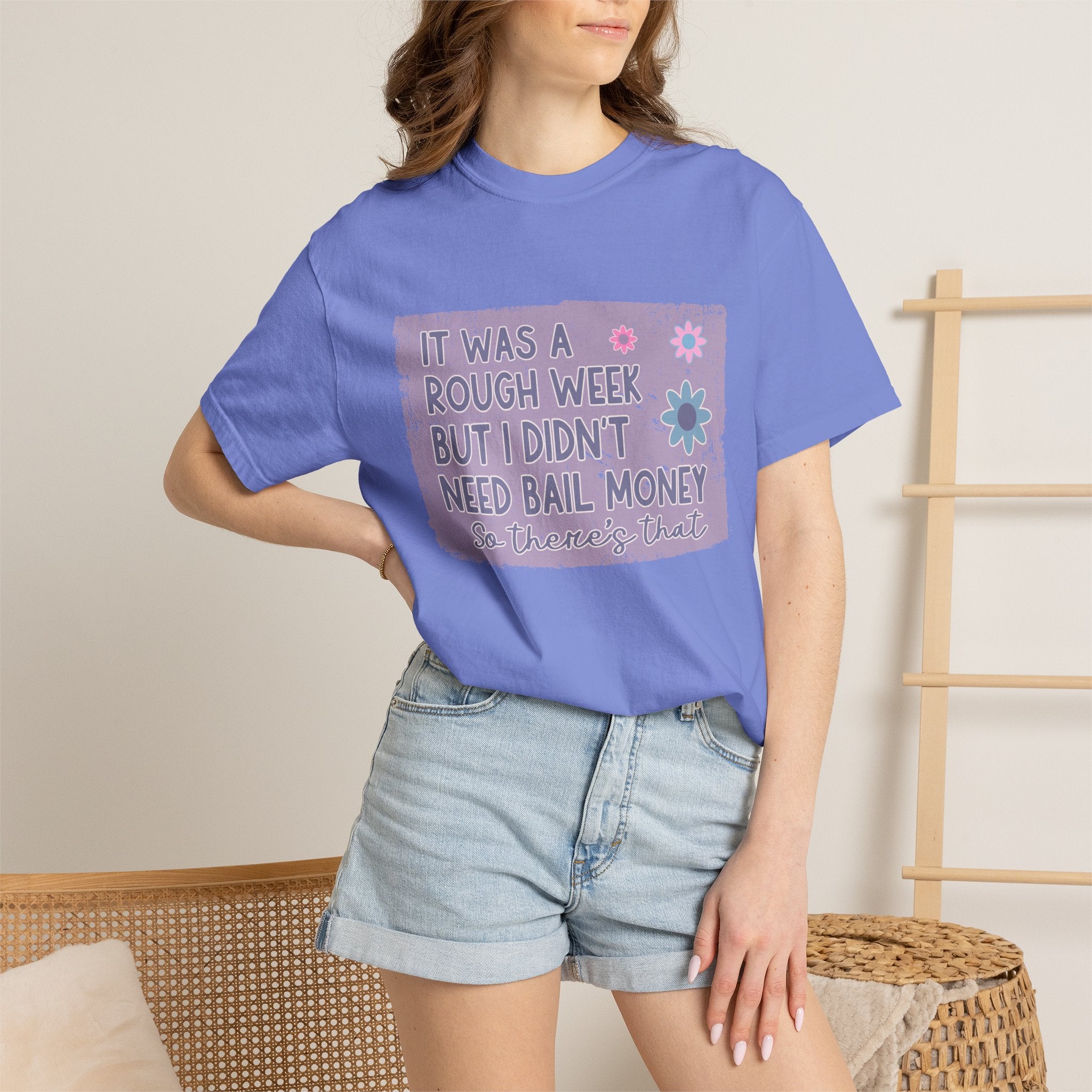 Textured Graphic T-Shirt — "Sarcastic Retro Rough Week Shirt  " Retro Floral Tee