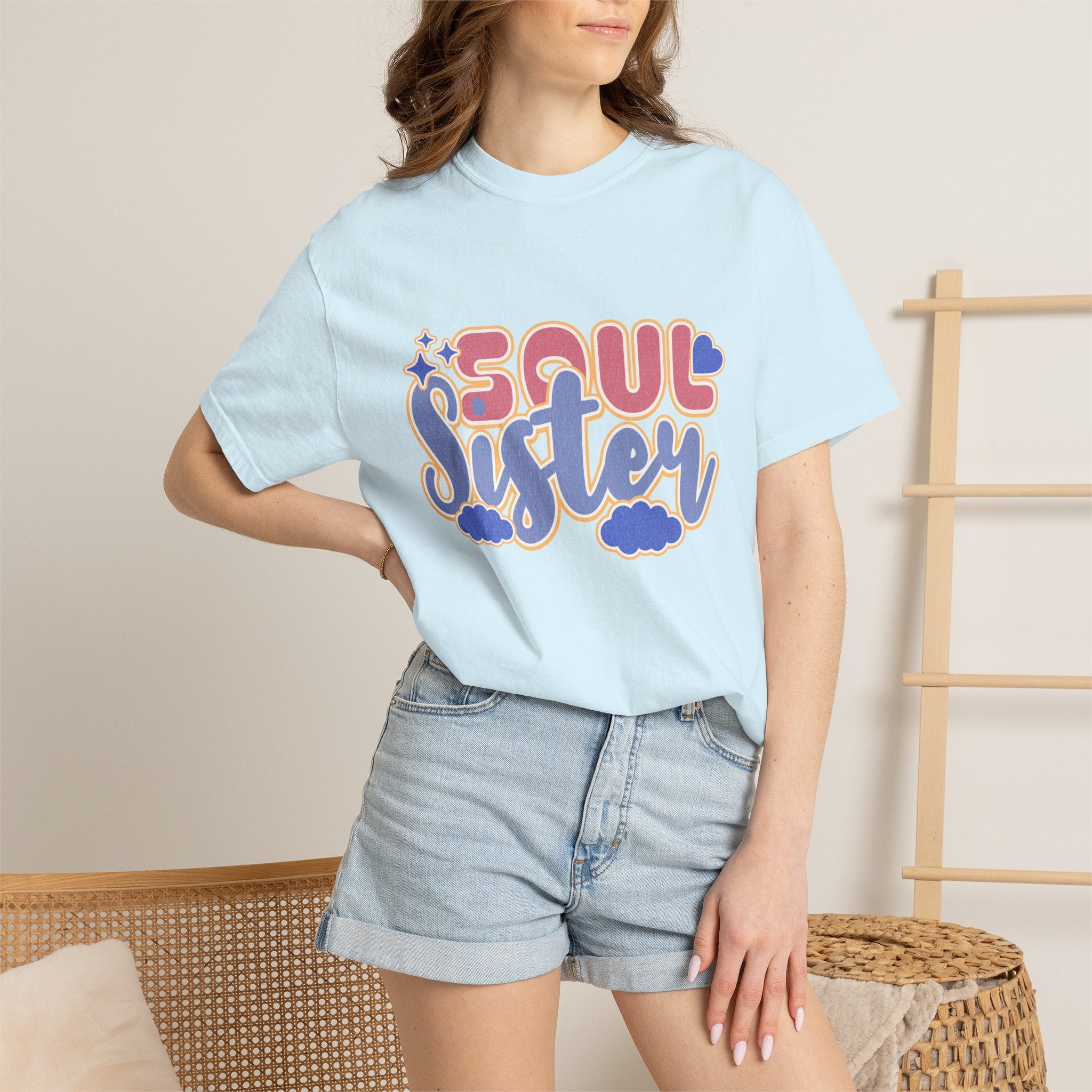 Soul Sister Textured T-Shirt — Retro Script Graphic Tee