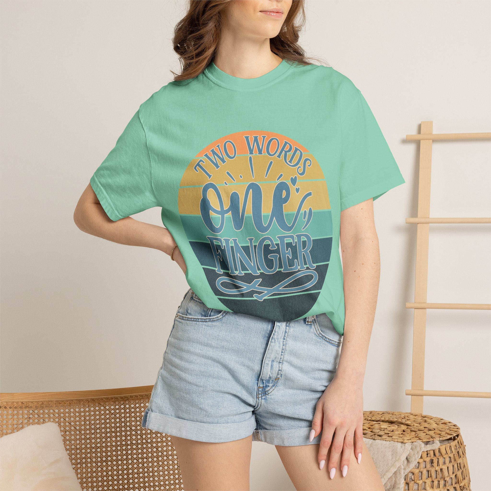 Retro 'Two Words One Finger' Graphic T-Shirt