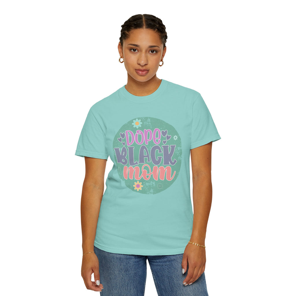 Textured T-Shirt — Dope Black Mom Floral Graphic Tee