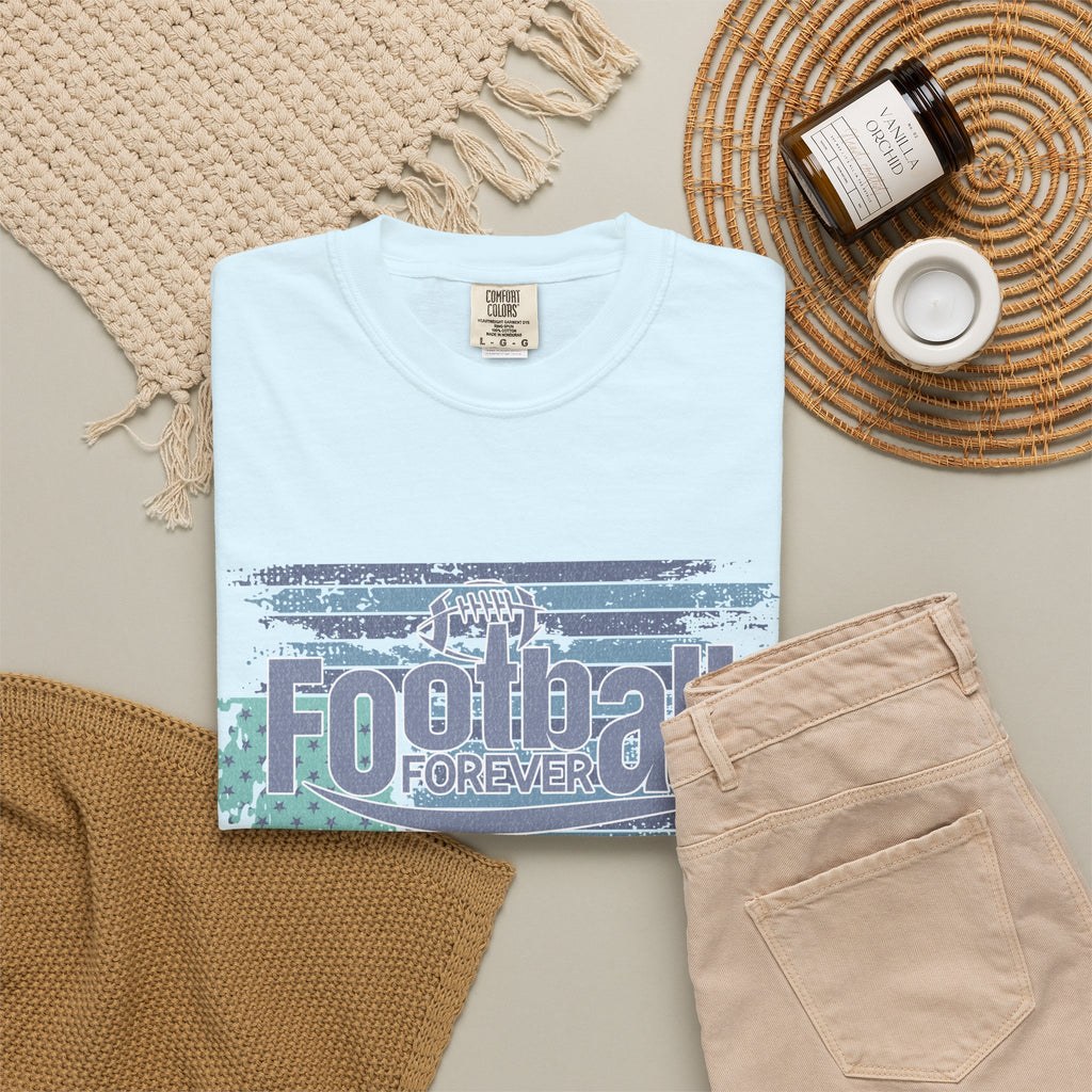 Football Forever Vintage Tee — Retro Grunge Football Graphic T-Shirt