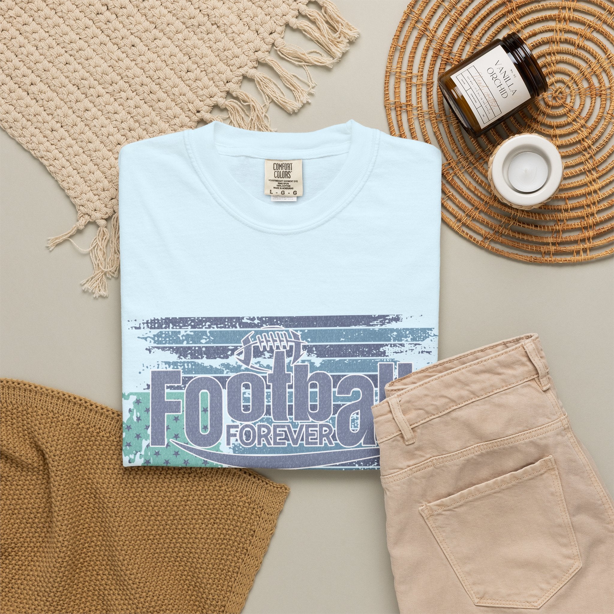 Football Forever Vintage Tee — Retro Grunge Football Graphic T-Shirt