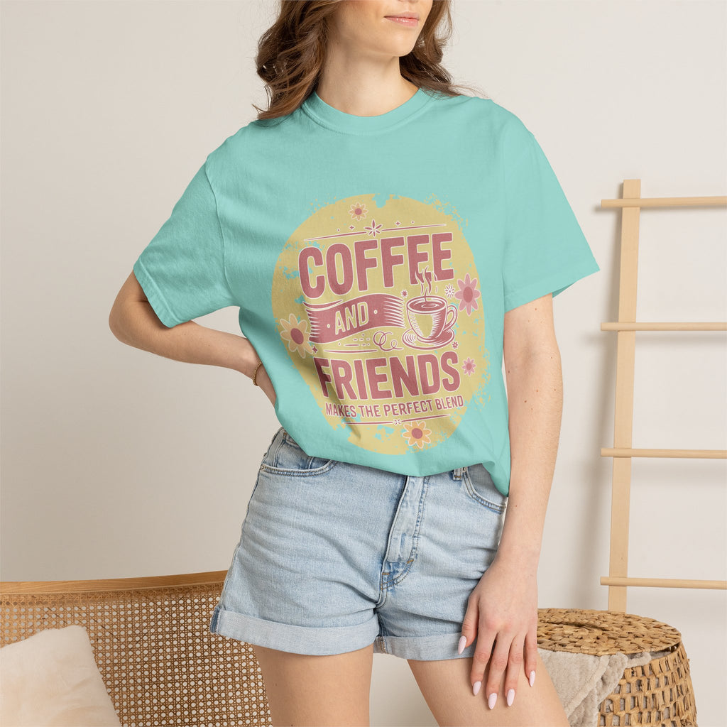 Coffee and Friends Textured T-Shirt — 'Makes the Perfect Blend' Casual Tee