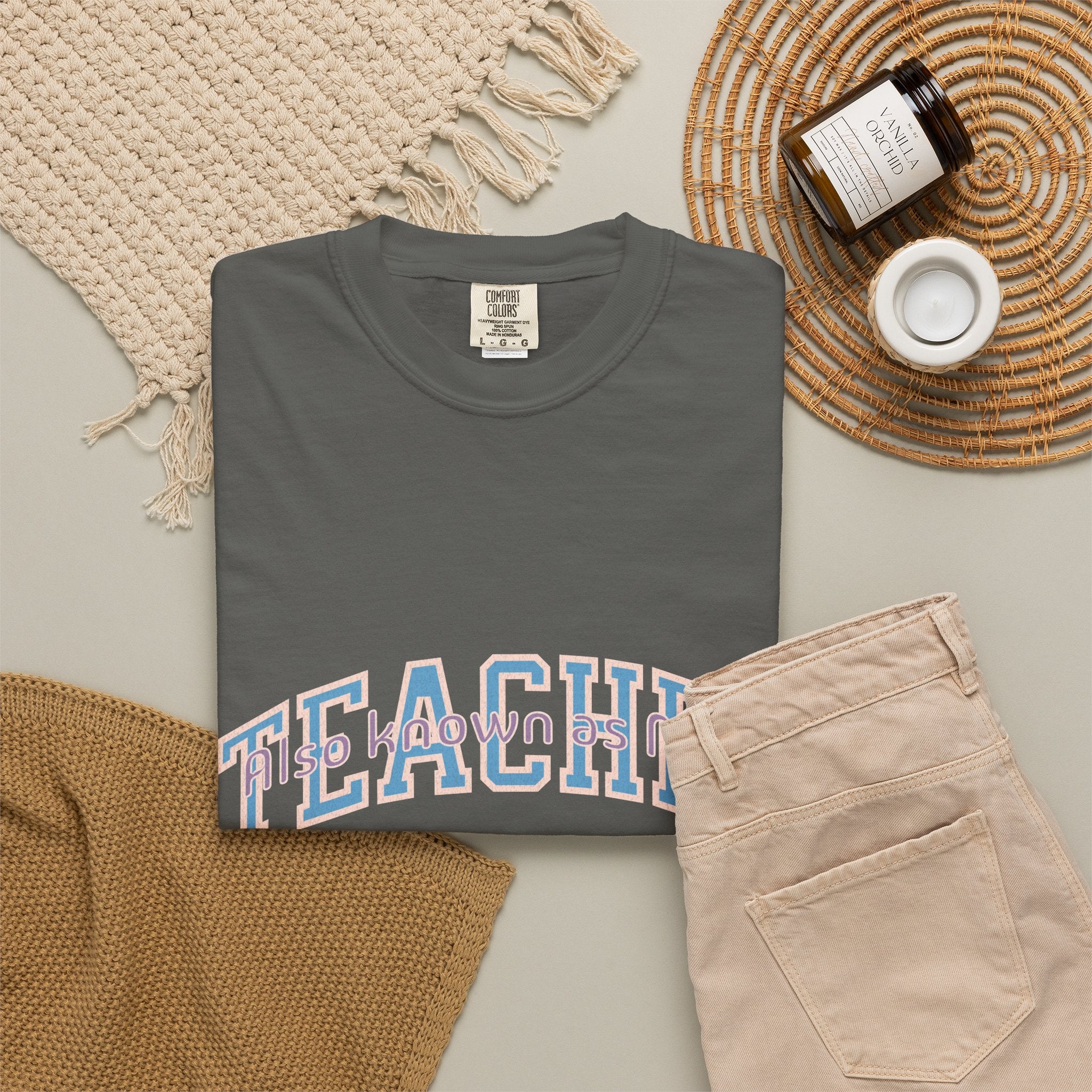 Teacher Also Known As Mom T‑Shirt — Textured Retro School Staff Gift
