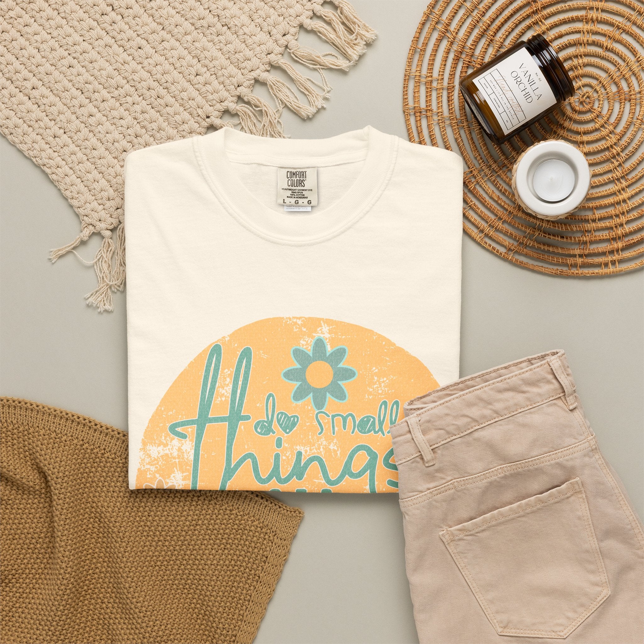 Textured T-Shirt — "Do Small Things With Great Love" Floral Graphic Tee