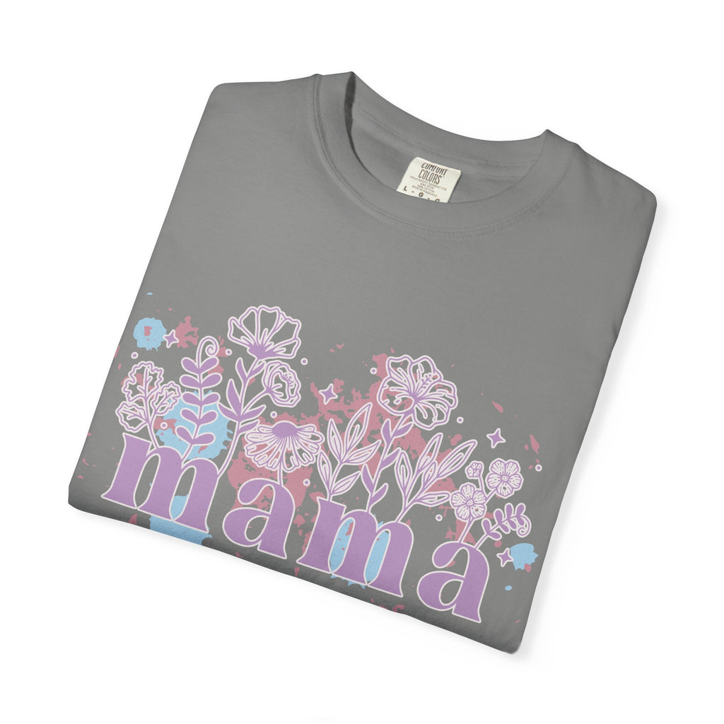 Mama Floral Splash Textured Tee — Pastel Garden Mother's Day T-Shirt