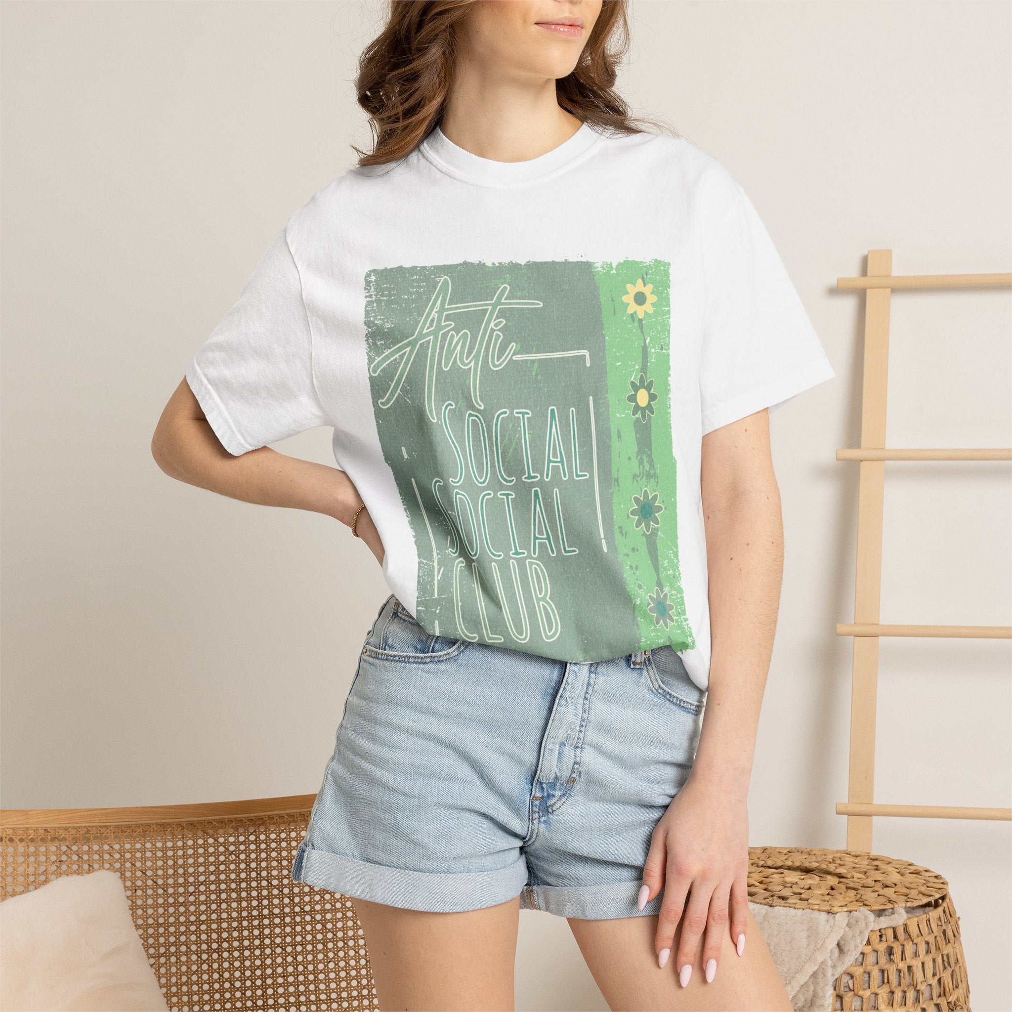 Textured Anti Social Social Club Floral Graphic T-Shirt